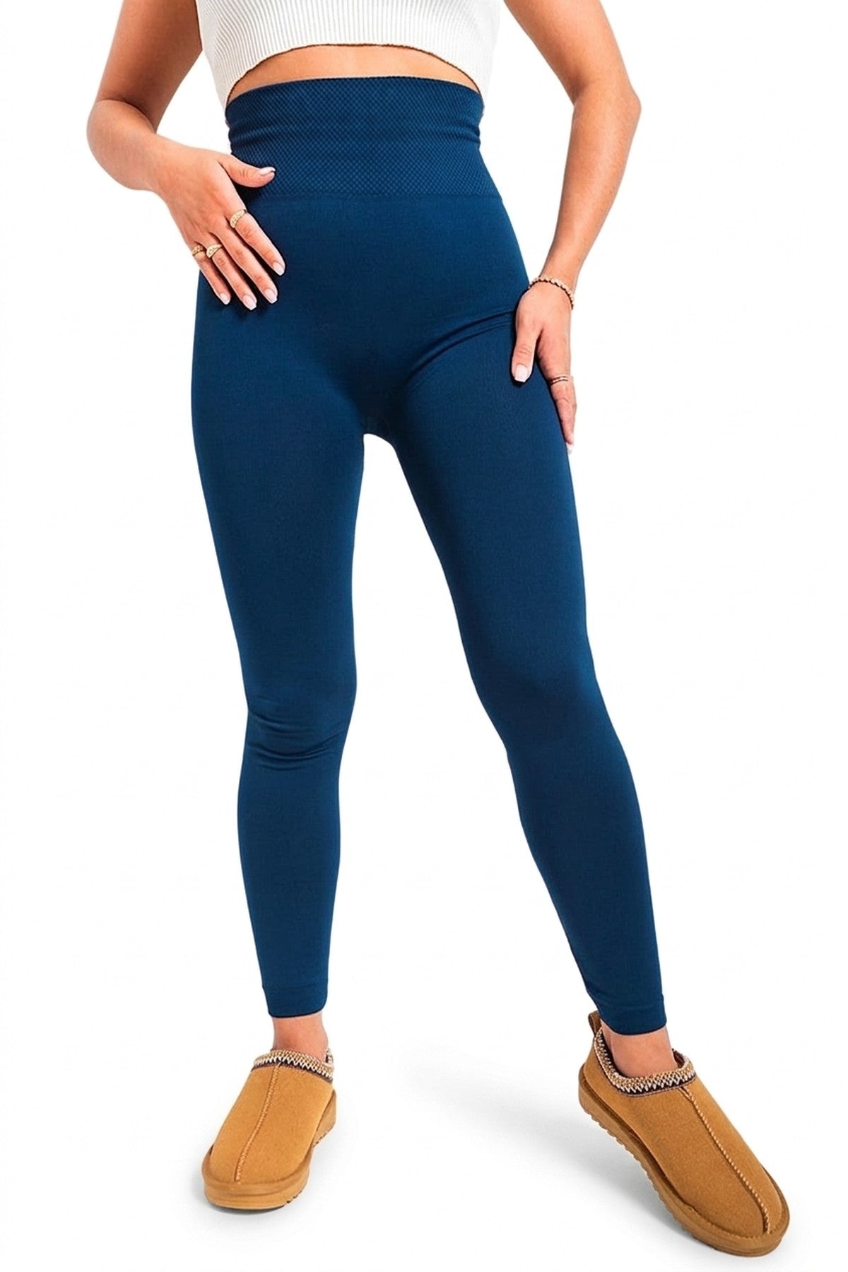 Elaine High Waist Tummy Compression Slimming Leggings - Navy