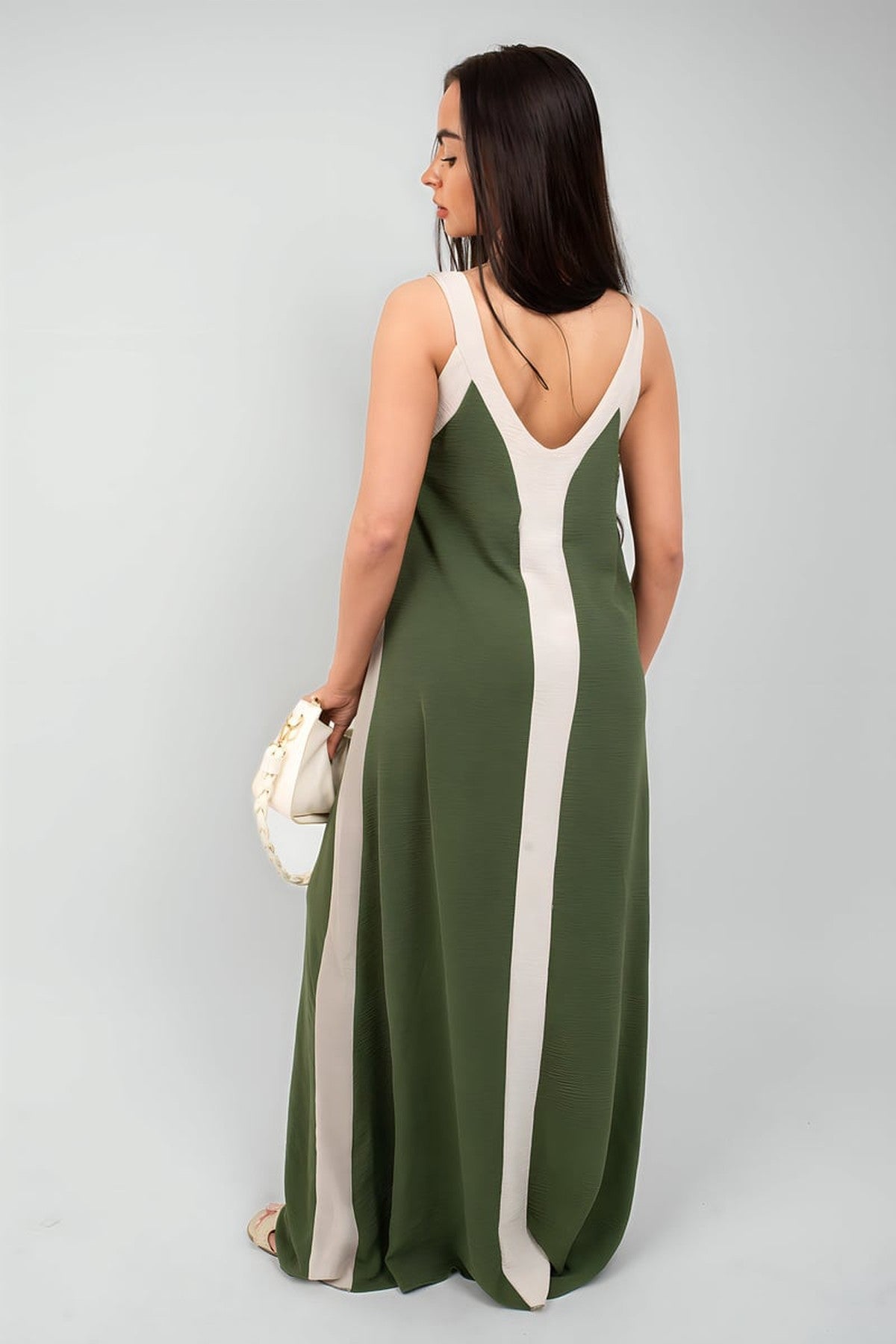 Bianca Two-tone Sleeveless Cami Maxi Dress - Beige