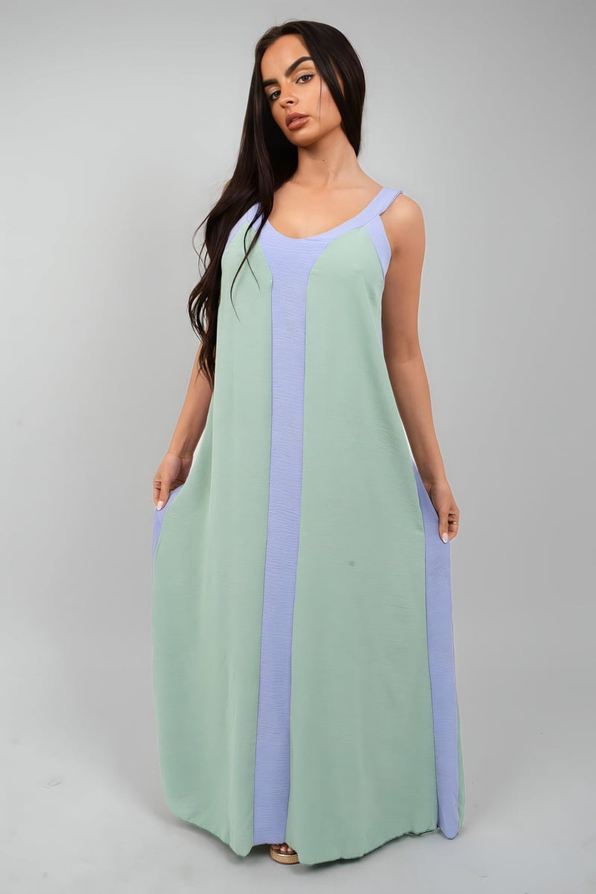 Bianca Two-tone Sleeveless Cami Maxi Dress - Lilac
