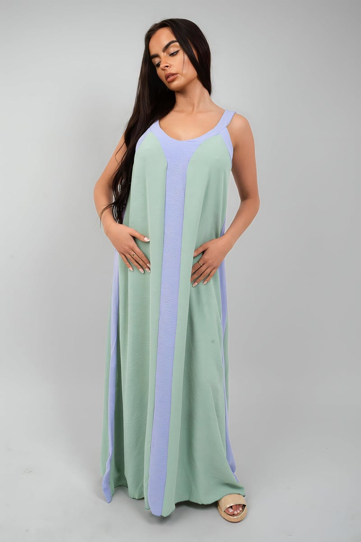 Bianca Two-tone Sleeveless Cami Maxi Dress - Lilac