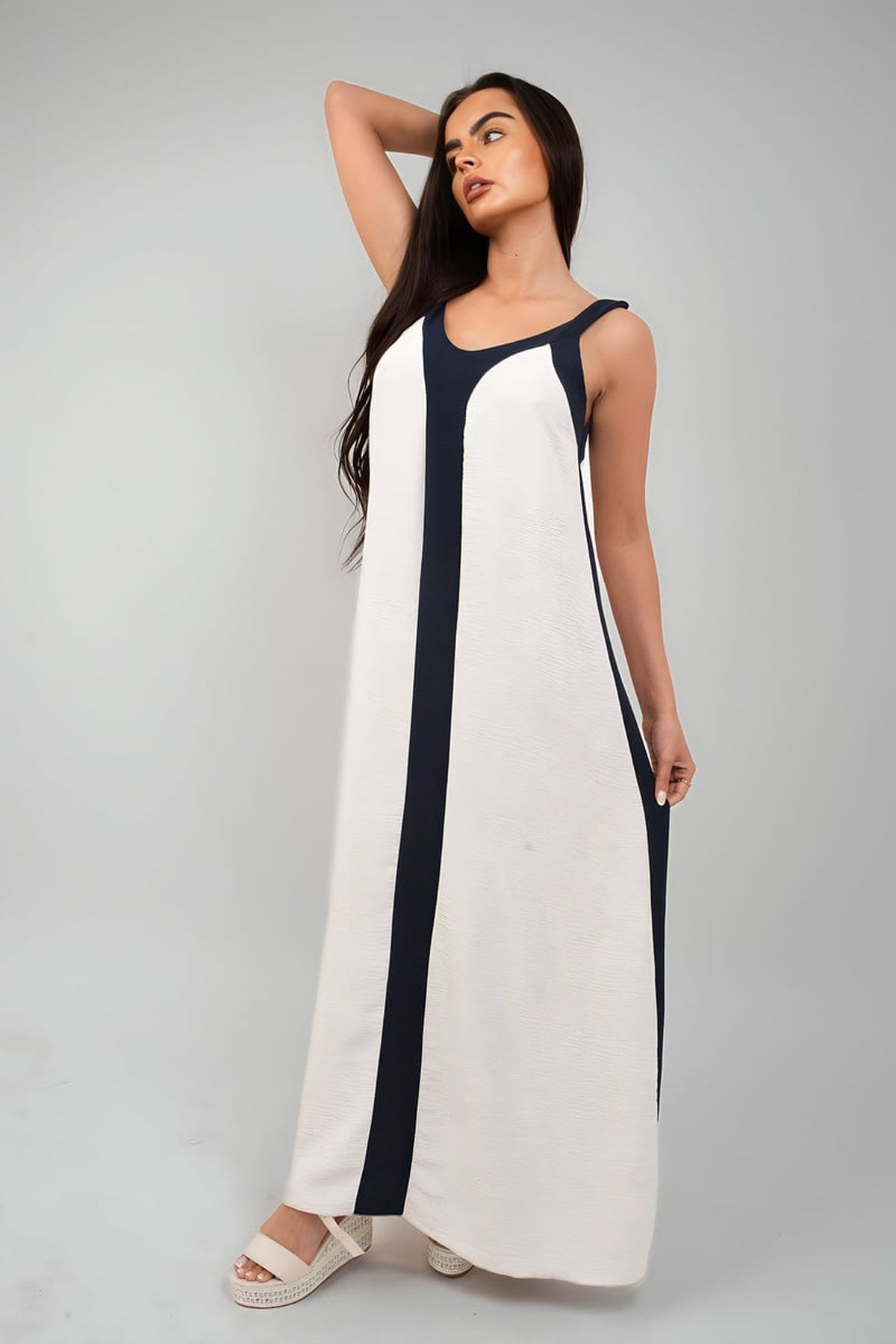 Bianca Two-tone Sleeveless Cami Maxi Dress - Navy