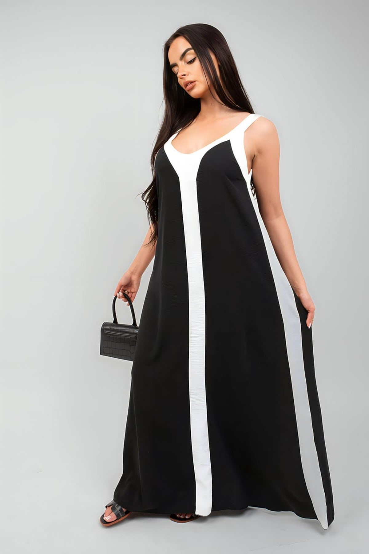 Bianca Two-tone Sleeveless Cami Maxi Dress - White