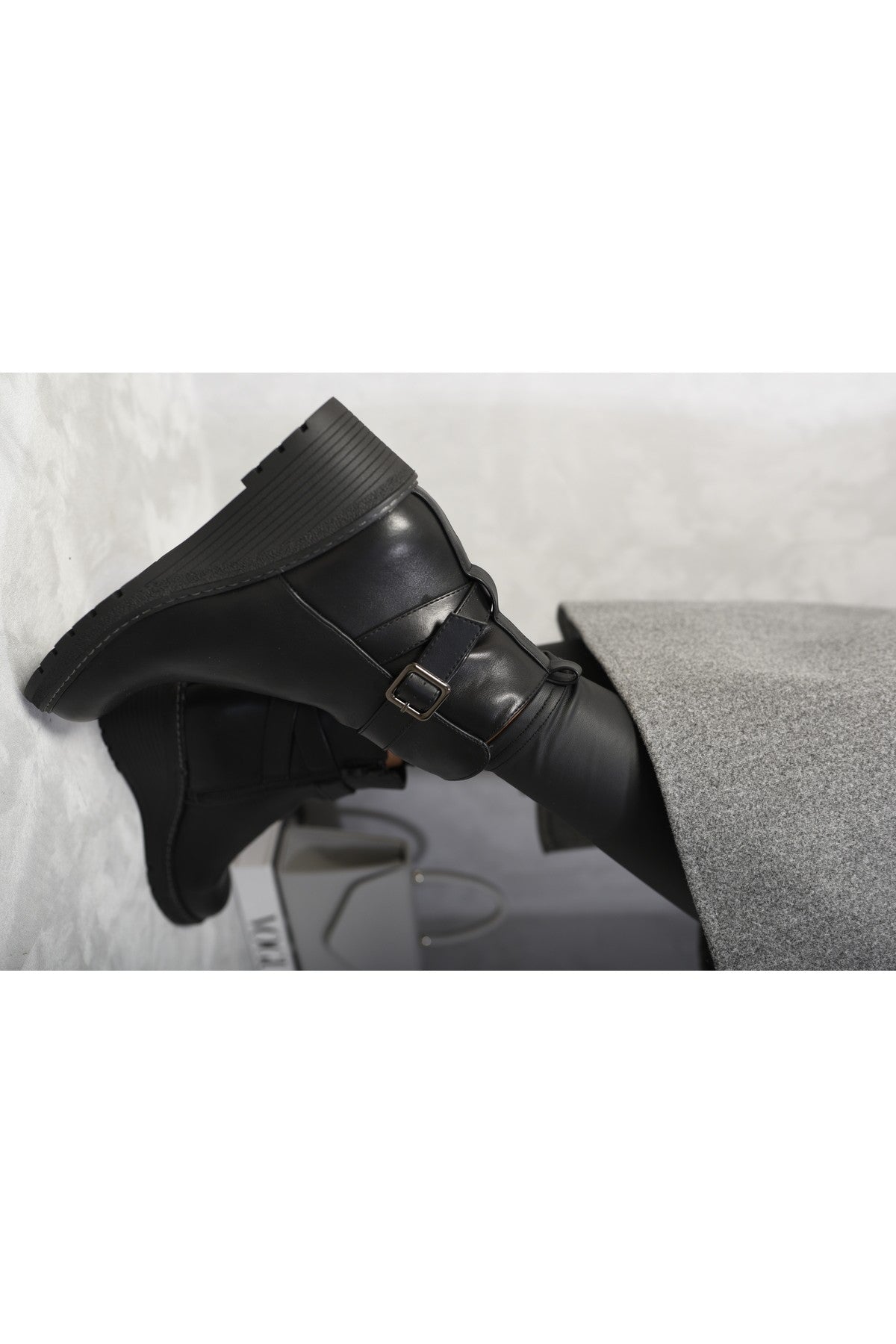 Isabel Side Zip Low Wedge Chelsea Ankle Boots - Black