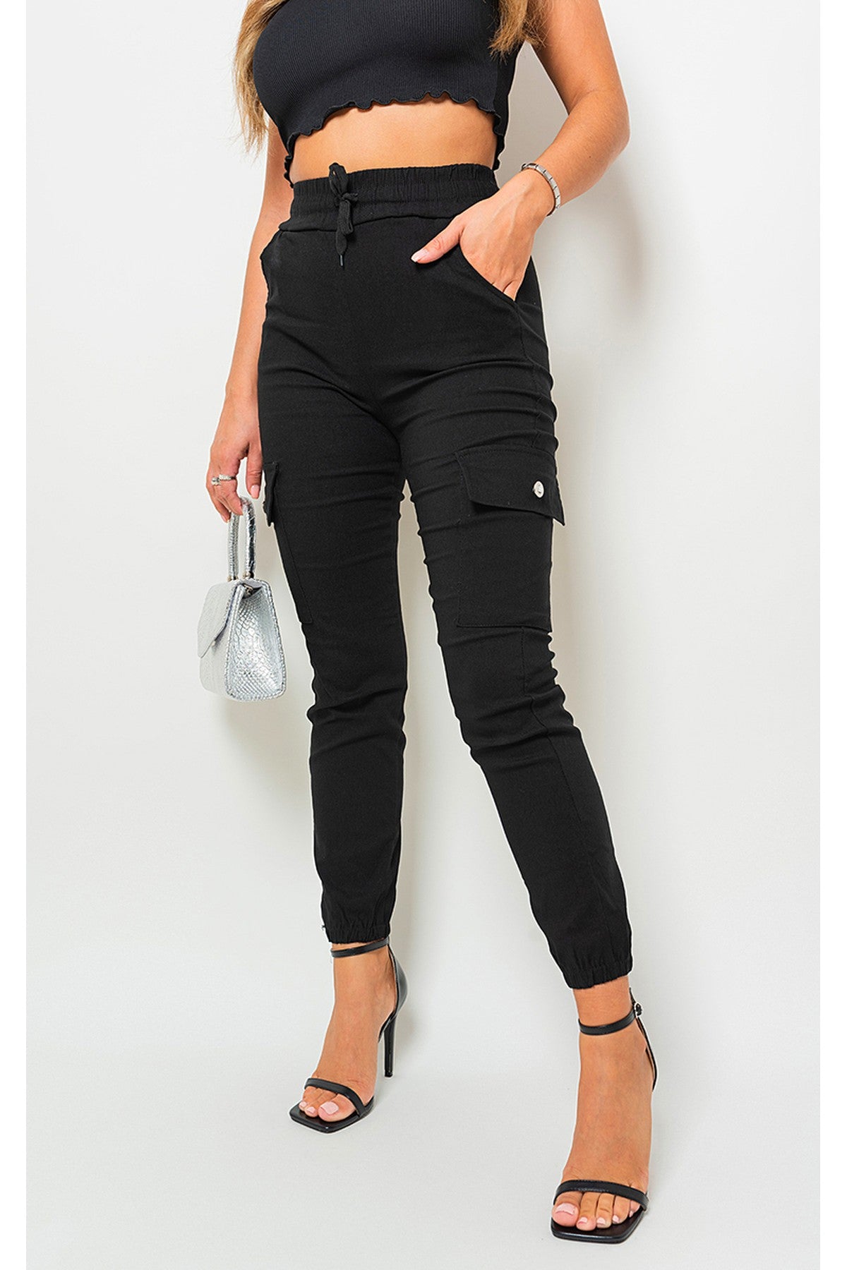 Sylvie Pocket Side Cargo Trouser - Black