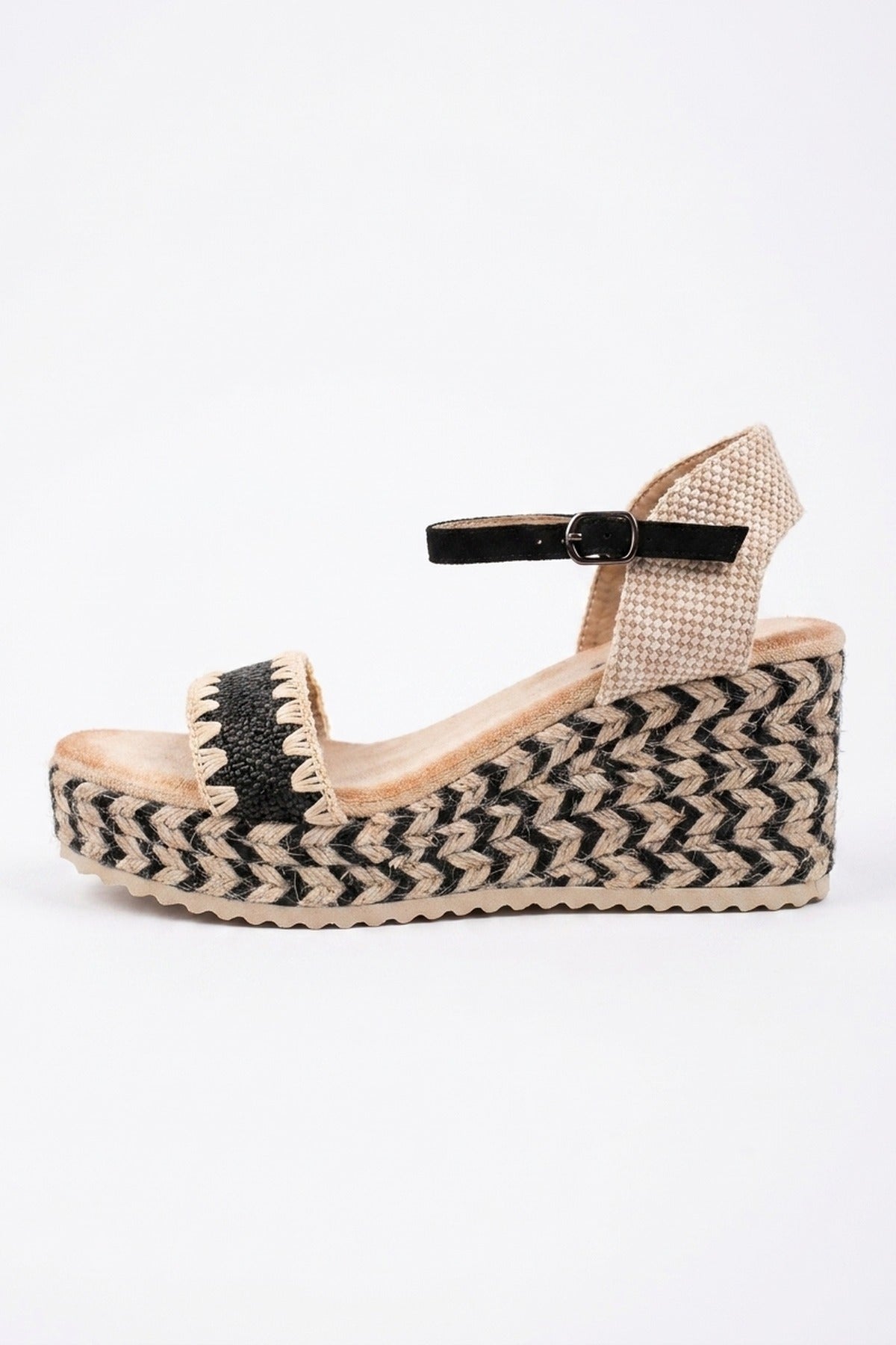 Cordelia Woven Espadrille Wedge Sandals - Black