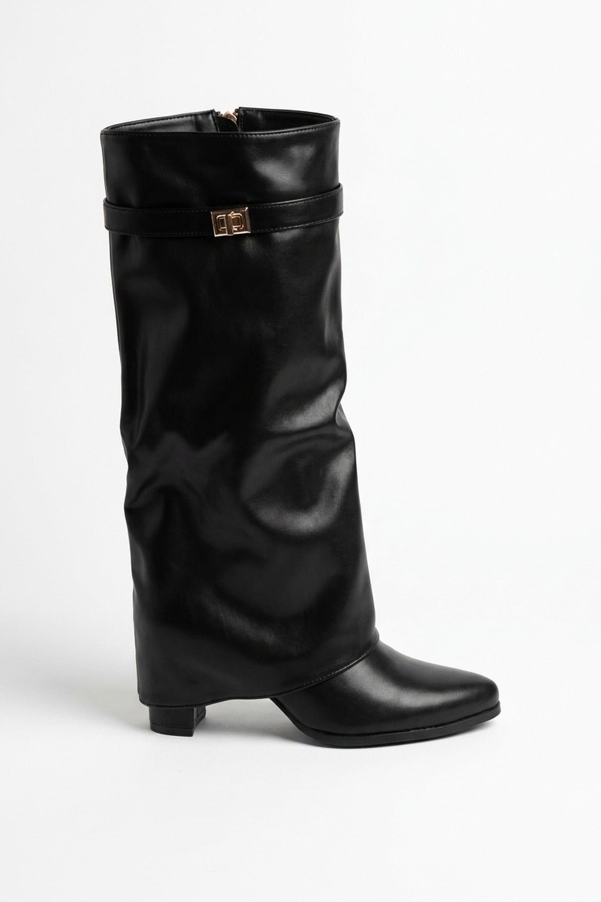 Constance Knee High Fold Over Boots - Black