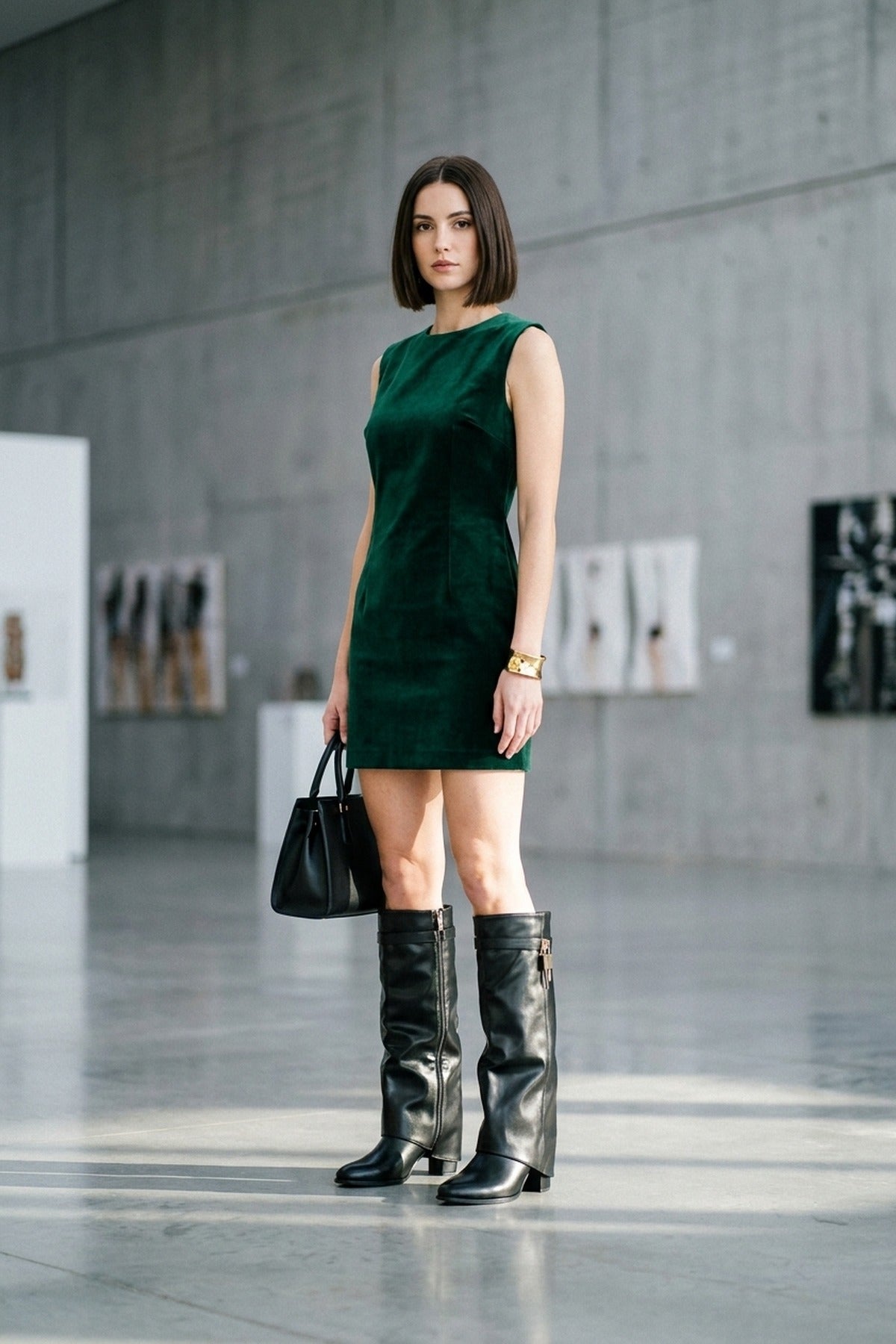 Cordelia Knee High Slouch Boots - Black