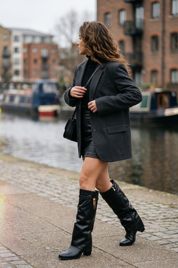 Cordelia Knee High Slouch Boots - Black