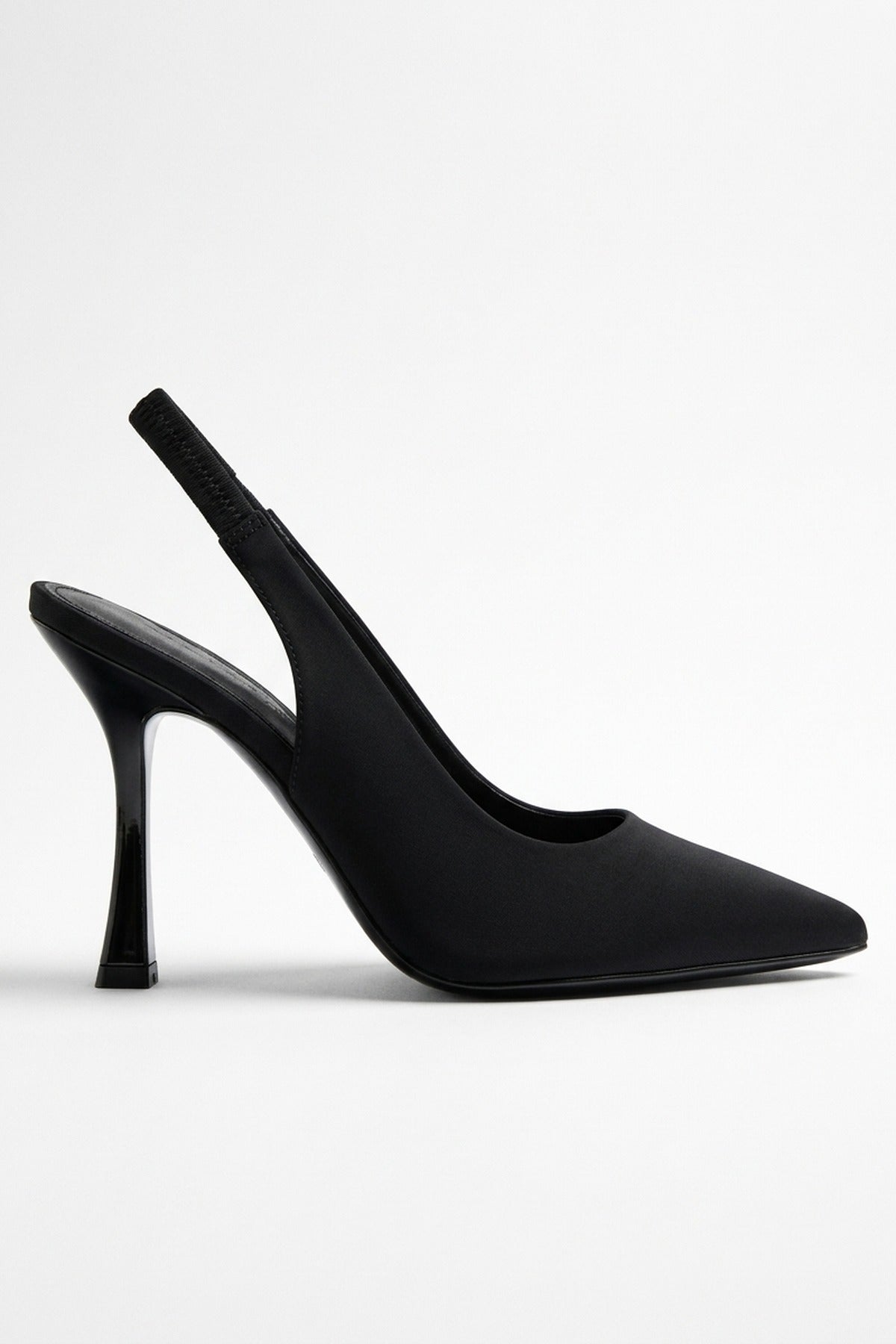 Sloane Satin Pointed Toe Slingback Heels - Black