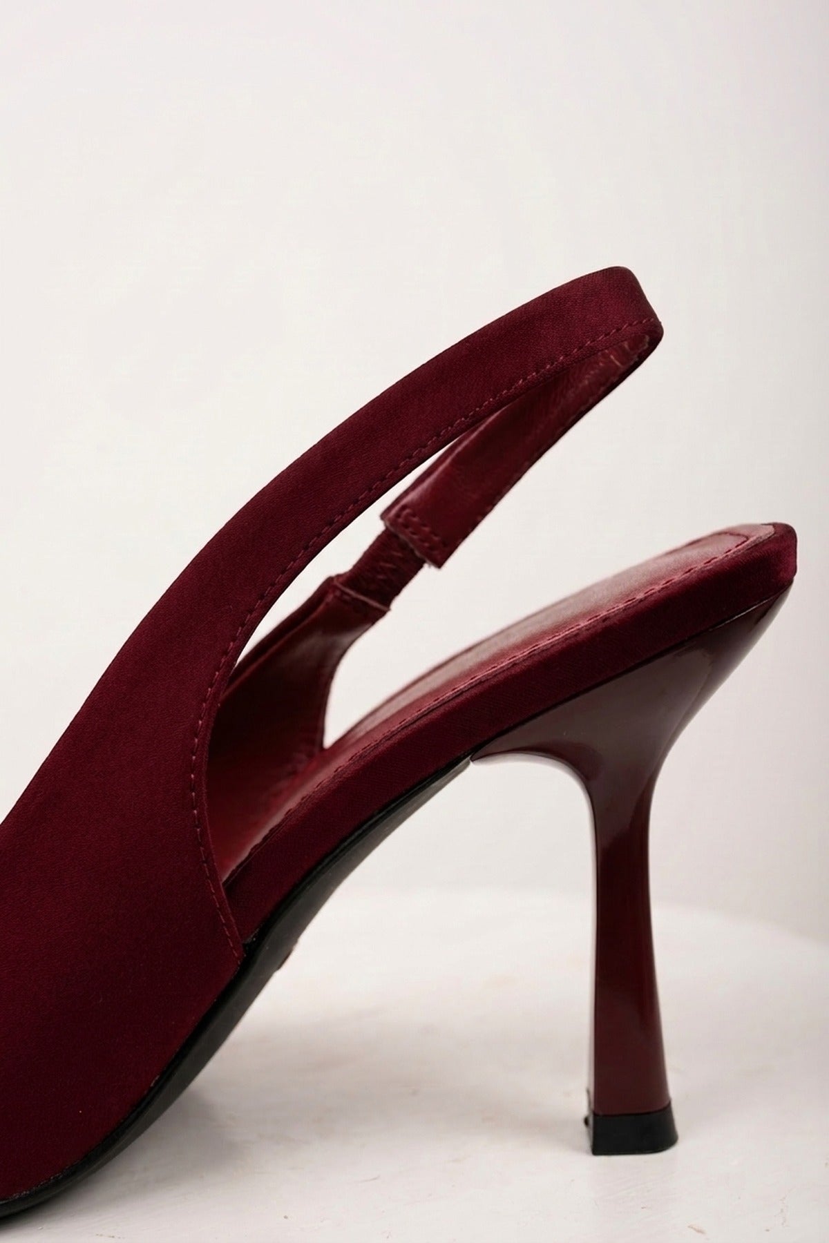 Sloane Satin Pointed Toe Slingback Heels - Bordeaux
