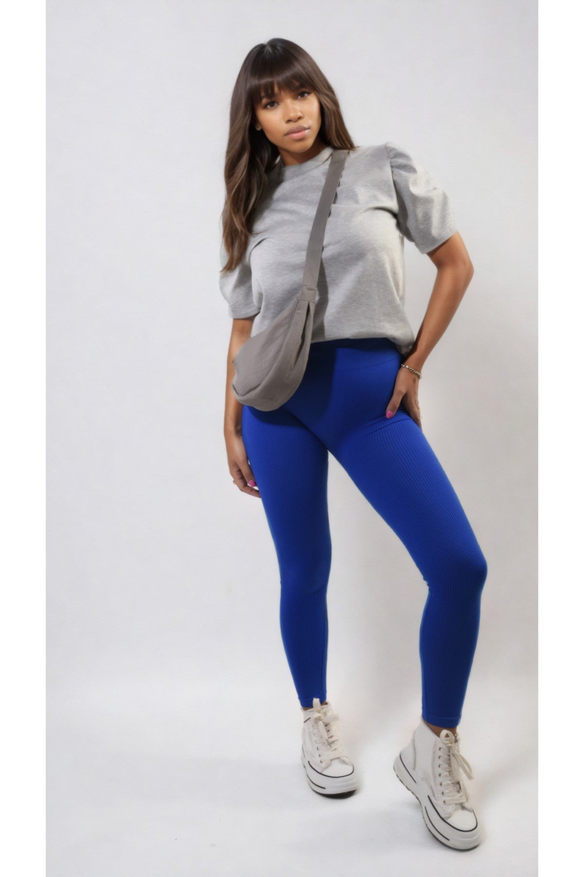 Braylee High Waisted Wide Band Leggings - D.Blue