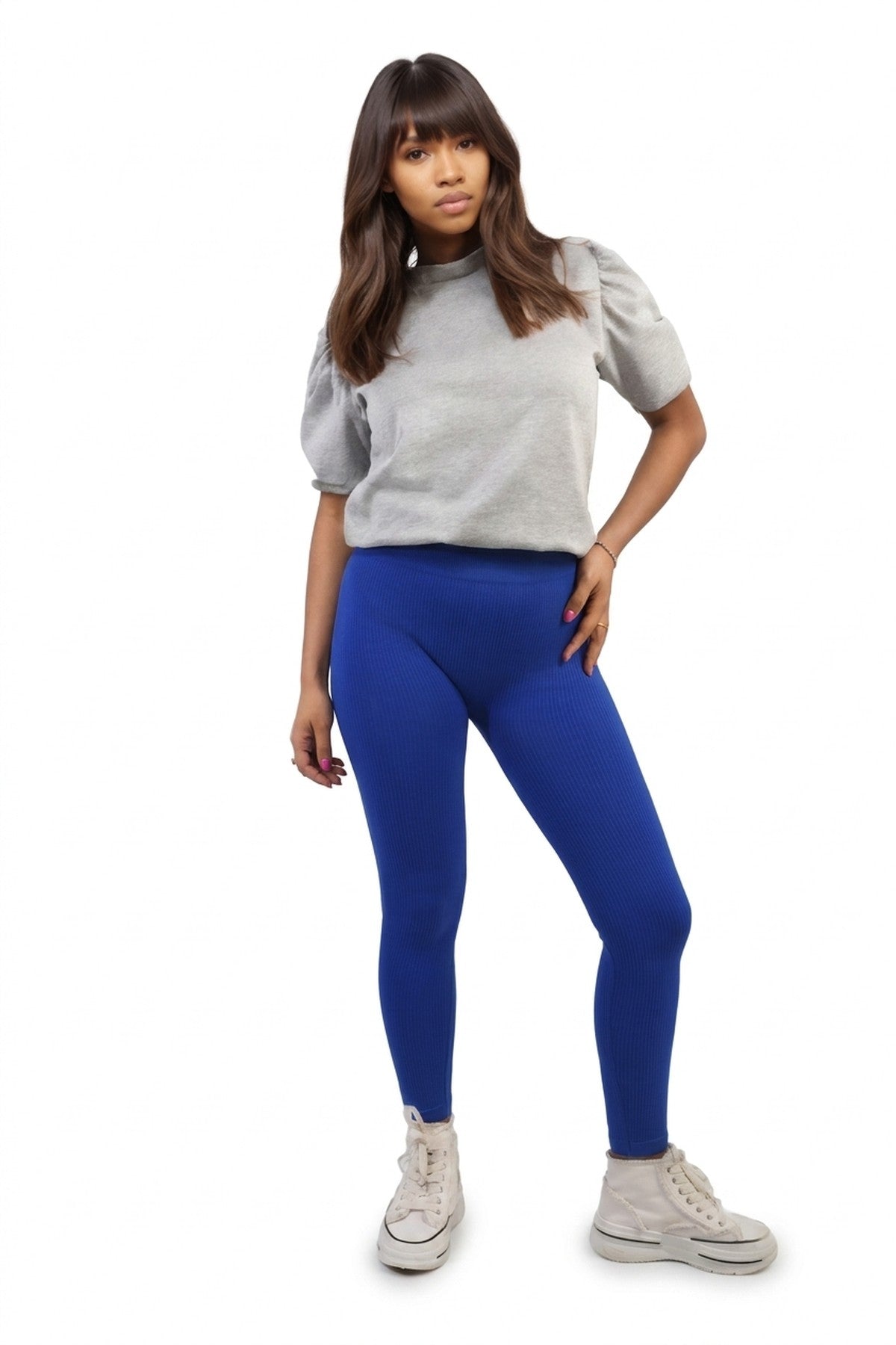 Braylee High Waisted Wide Band Leggings - D.blue