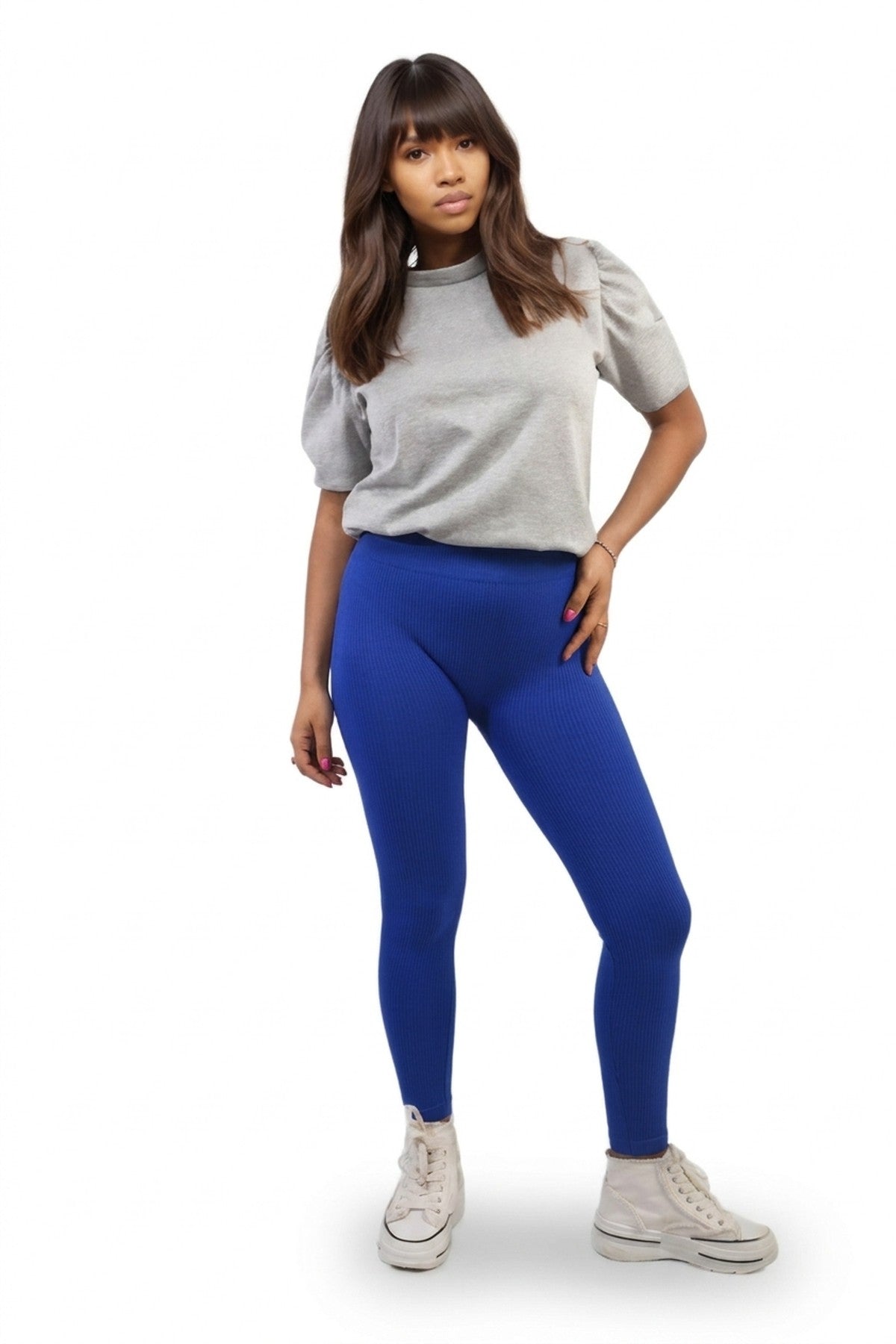 Braylee High Waisted Wide Band Leggings - D.blue_wb