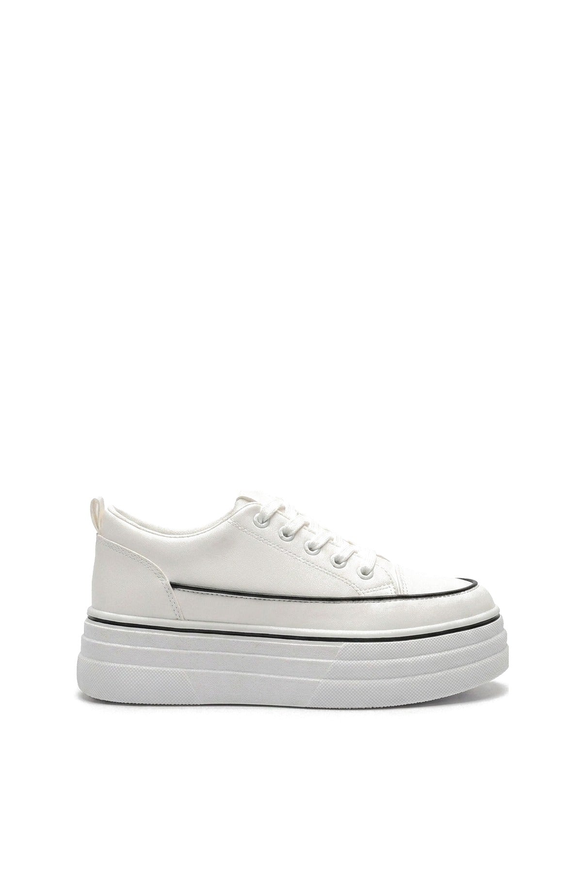 Breanna Platform Wedge Lace Up Trainers - White