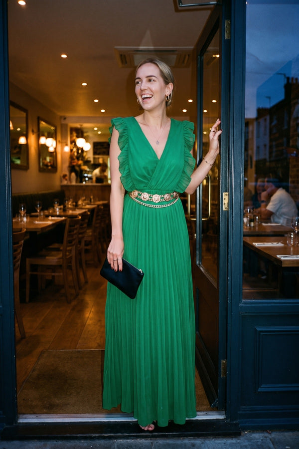 Bryanna Pleated Maxi Dress - Green