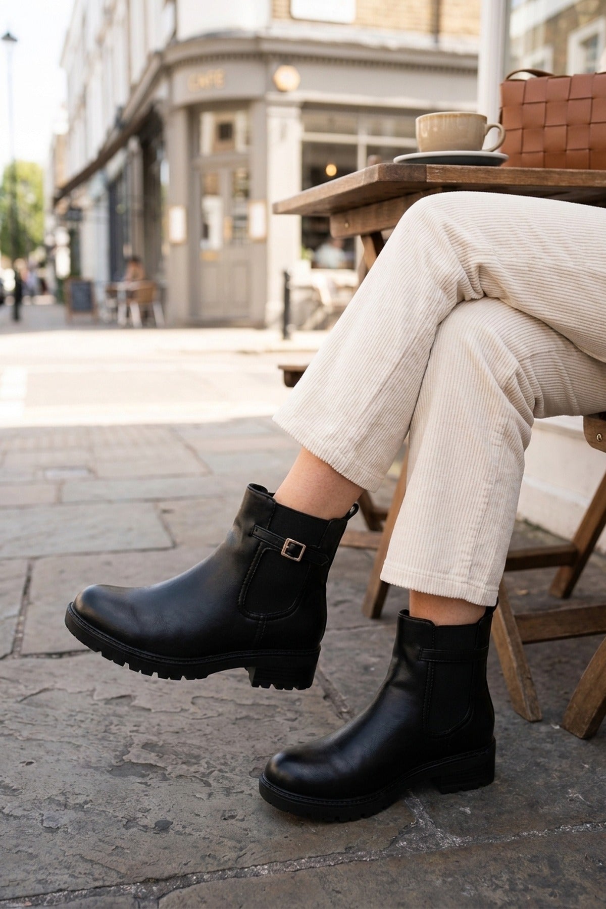 Ines Chunky Sole Buckle Chelsea Boots - Black