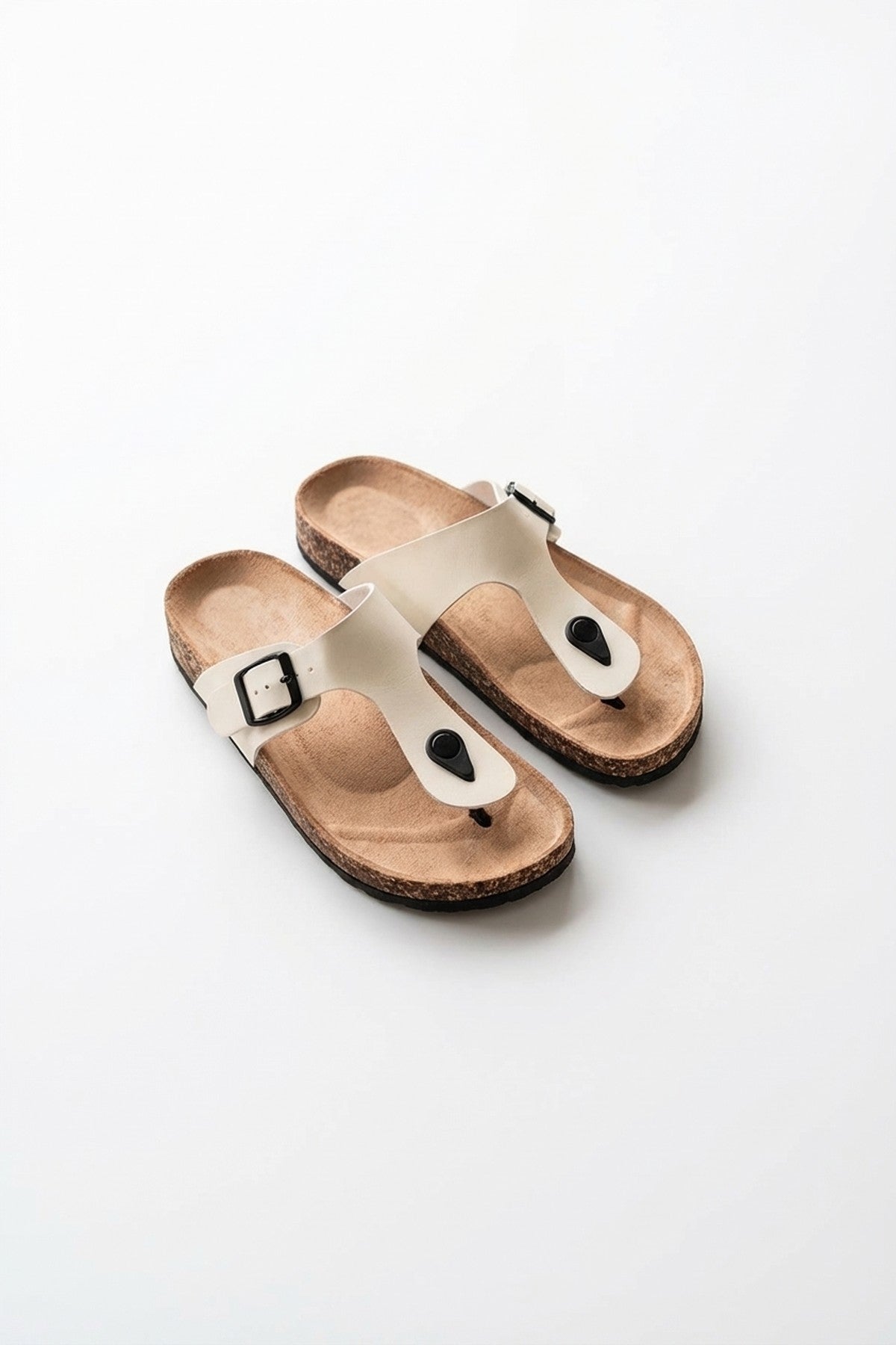 Wren Buckle Cork Toe Post Sandal - White