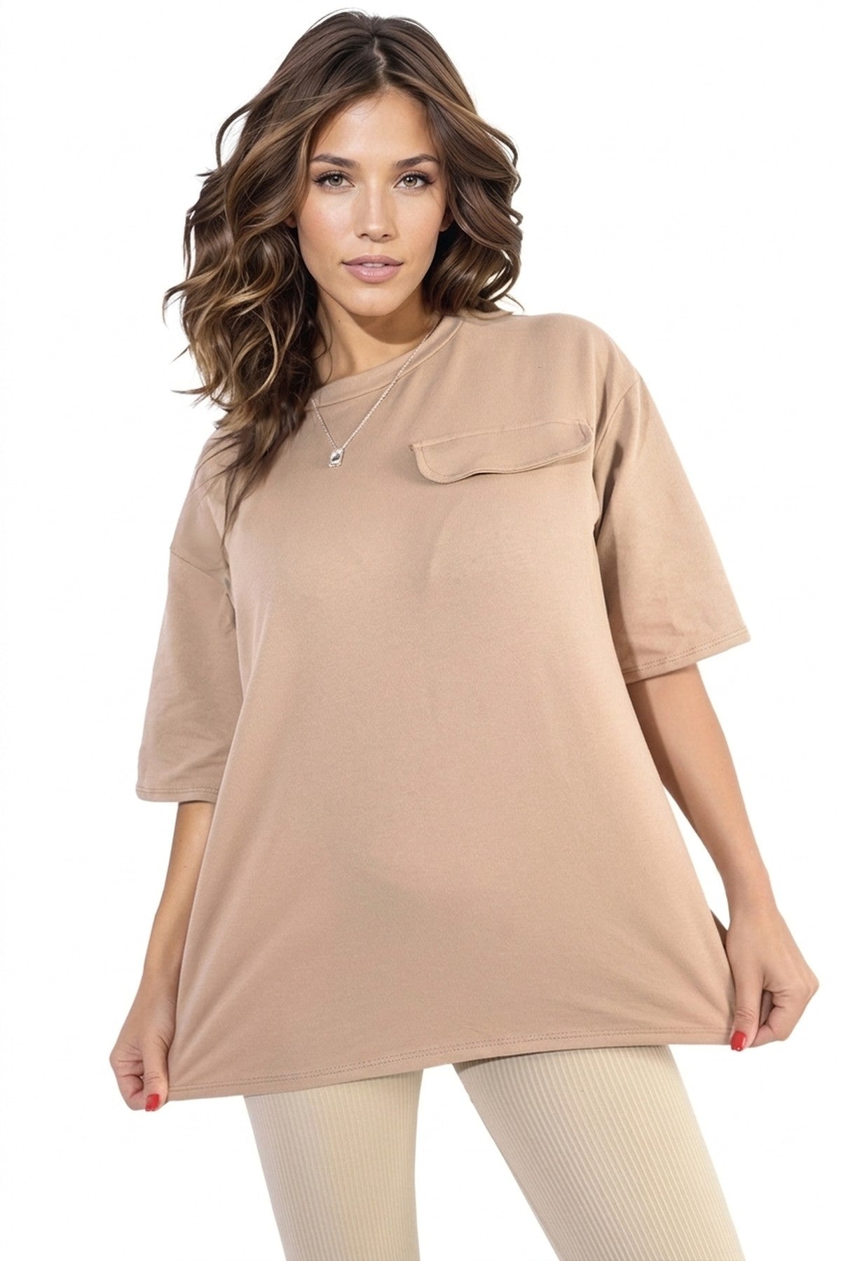 Camryn Oversized Cargo T-shirt - Mocha_wb