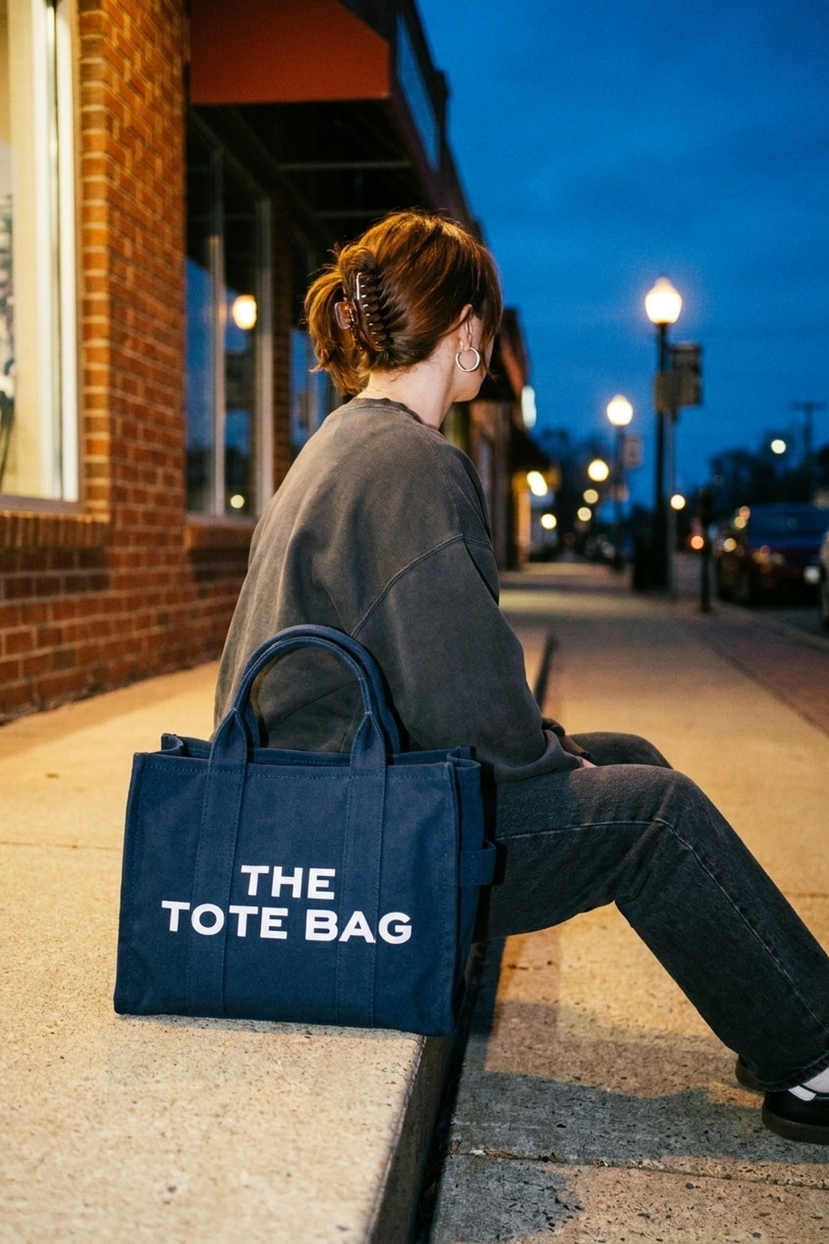 Ludovica Printed Canvas Tote Bag - Navy