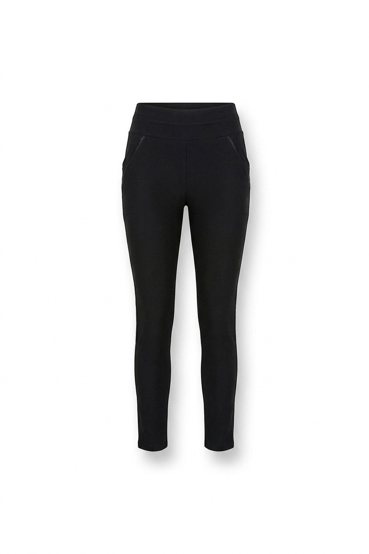 Carmela High Waist Double Band Pocket Leggings - Black