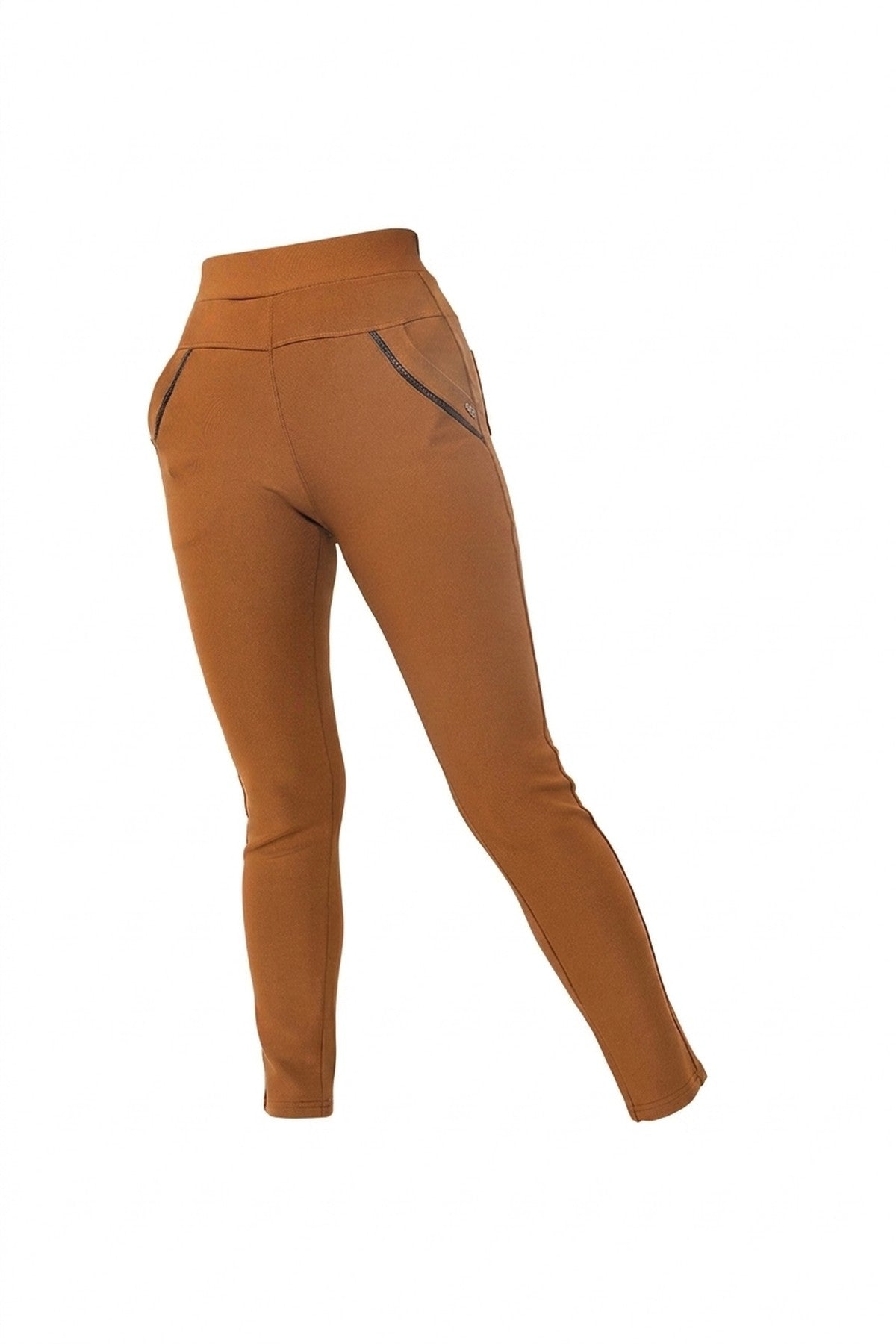 Carmela High Waist Double Band Pocket Leggings - Camel_wb
