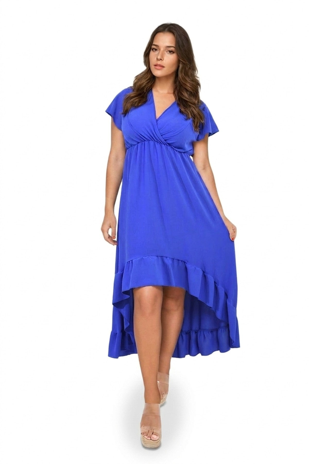 Catalina High Low Ruffle Hem Maxi Dress - ROYAL_wb