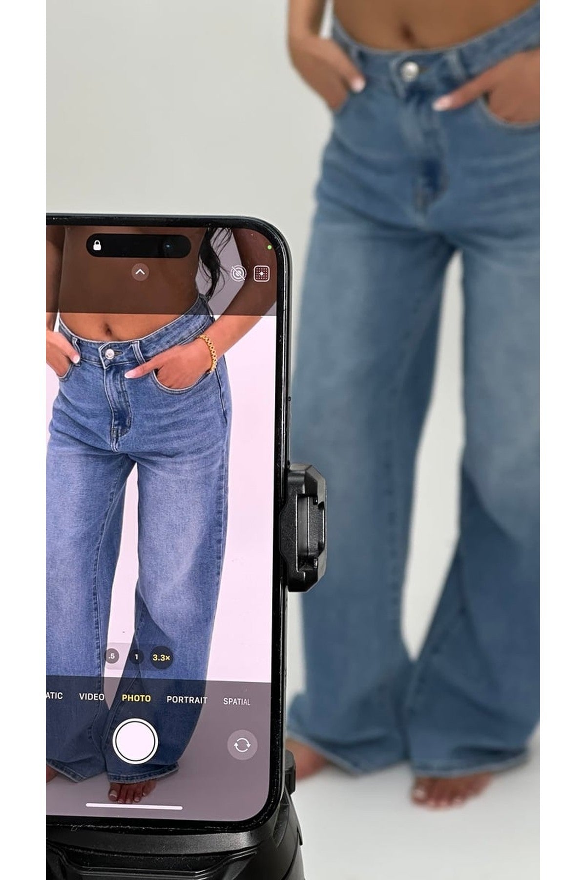 Chana Back Statement Distressed Straight Leg Jeans - Denim