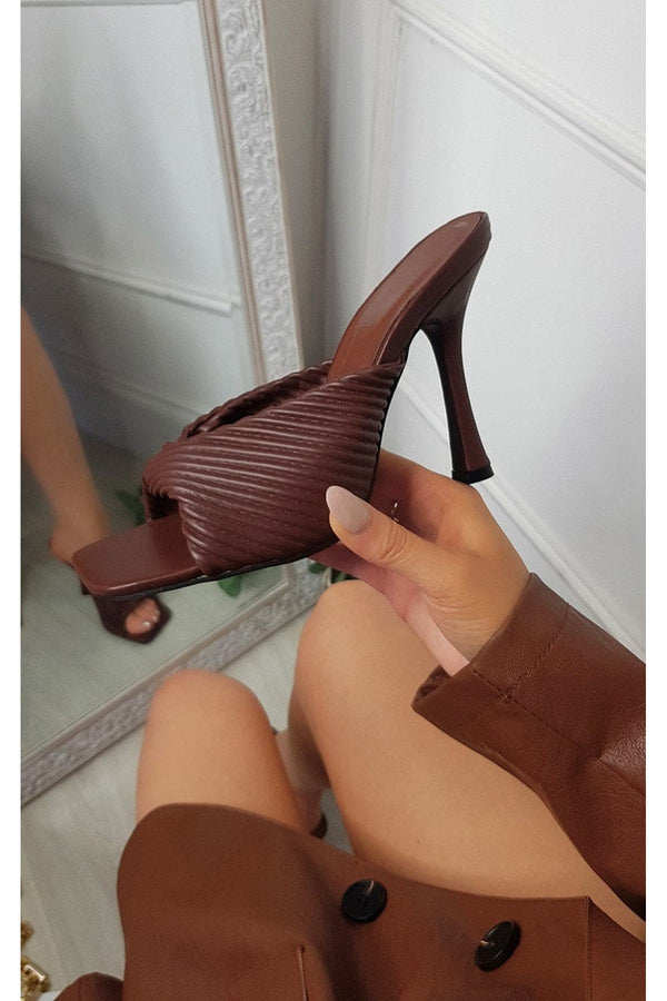 Charlie Faux Leather Textured Mule - Brown