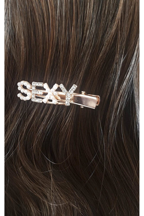 Chelsy Sexy Slogan Diamante And Pearl Hair Clip - Assorted