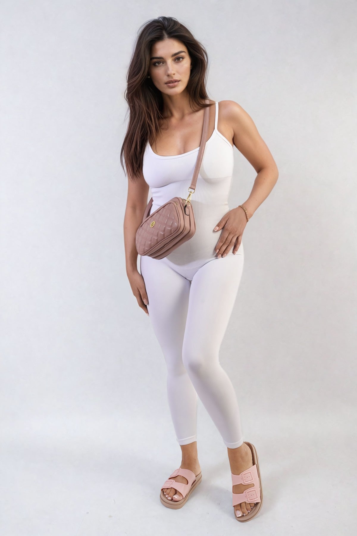 Christina Sleeveless Bodycon Jumpsuit - White