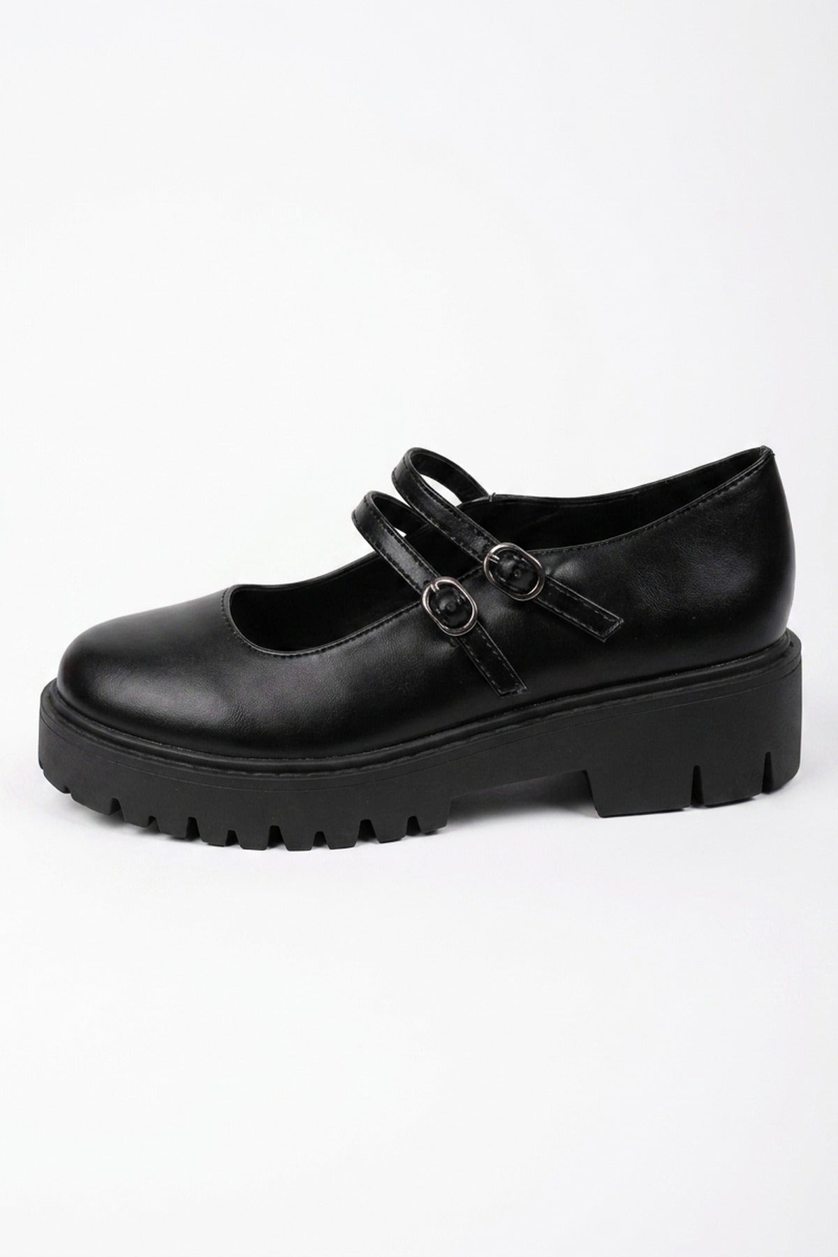 Cordelia Chunky Platform Double Strap Mary - Black