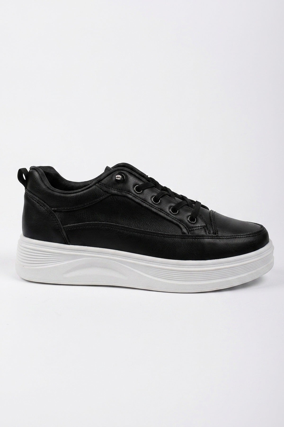 Constance Chunky Sole Lace Up Trainers - Black