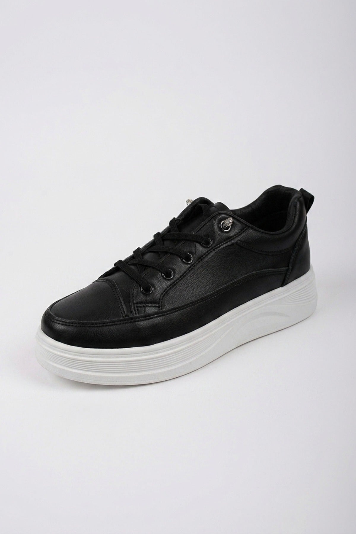 Constance Chunky Sole Lace Up Trainers - Black