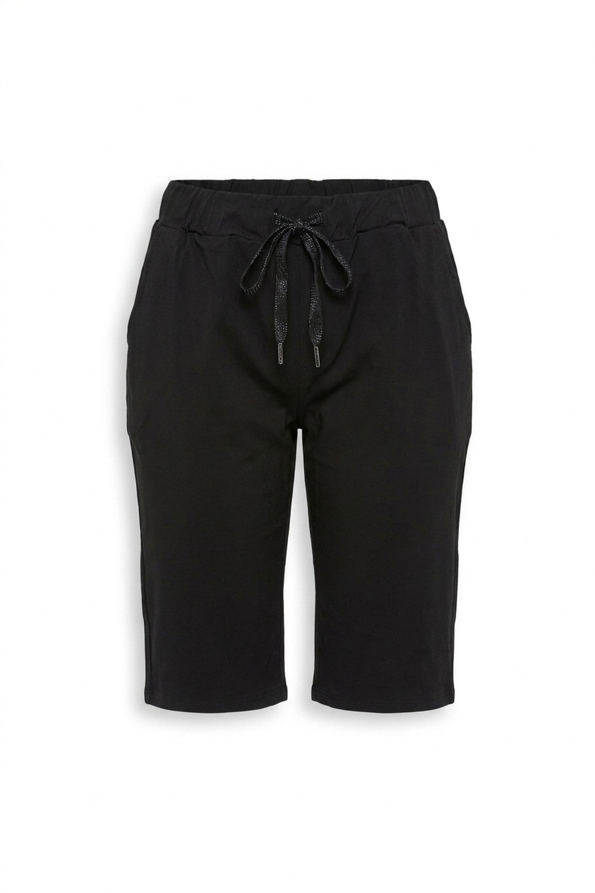 Clarissa Elasticated Waist Drawstring Shorts - Black