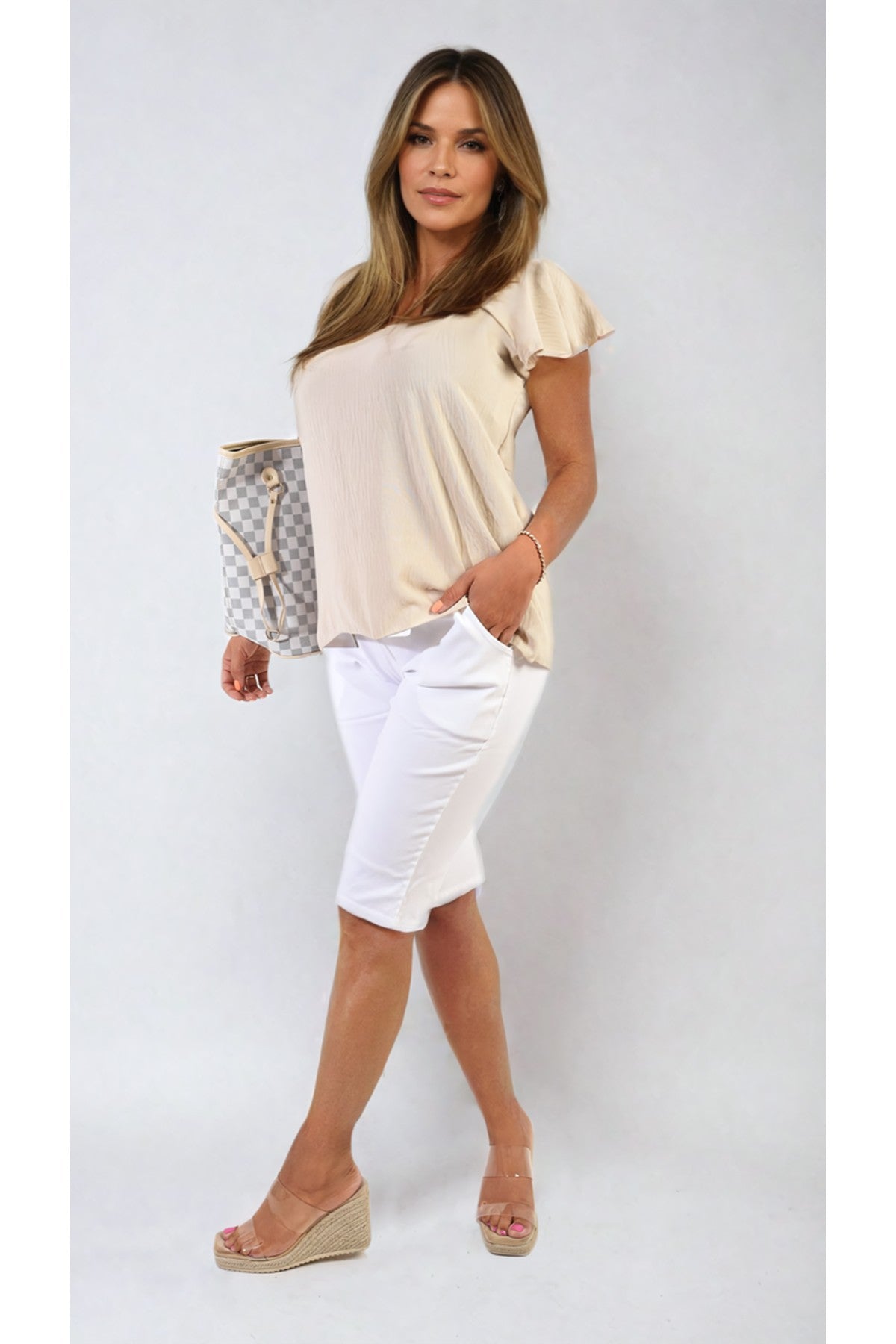 Clarissa Elasticated Waist Drawstring Shorts - White