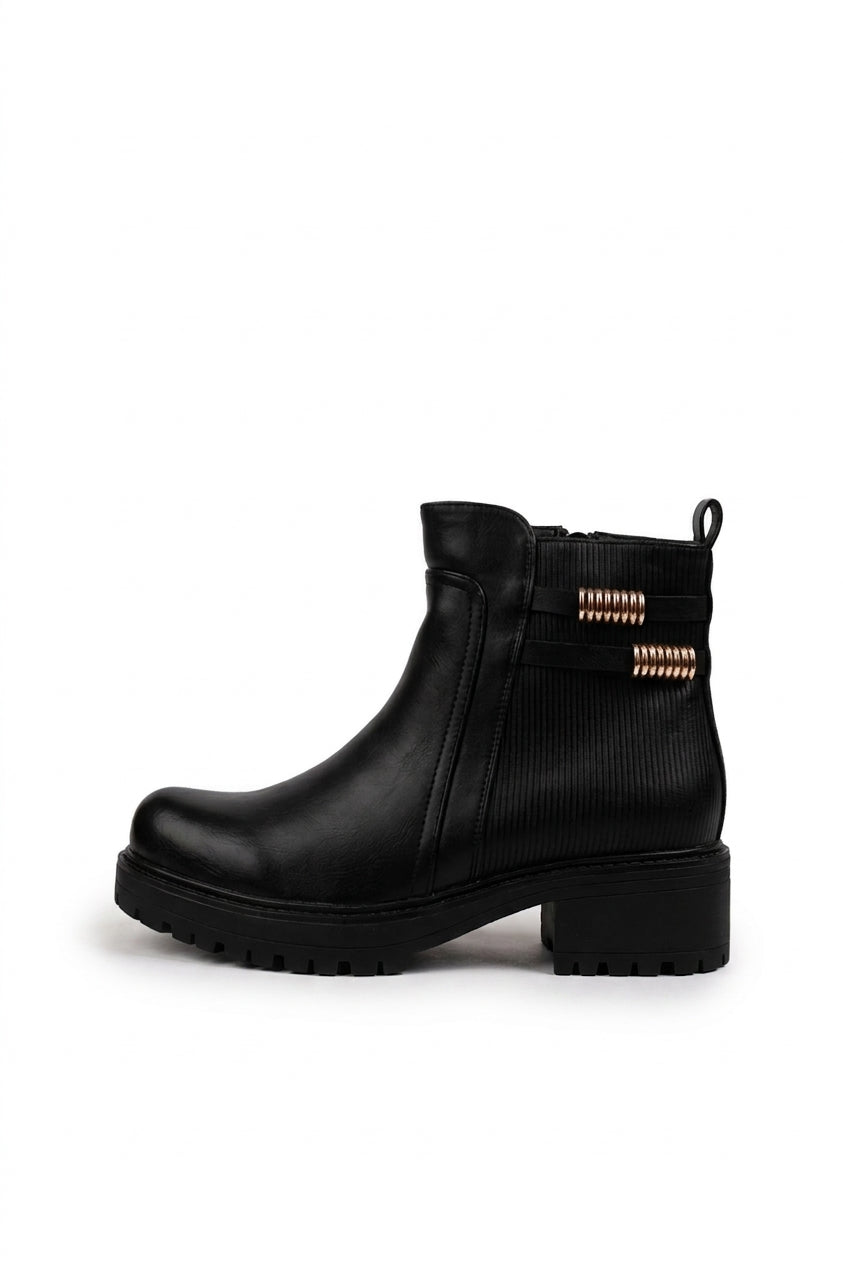 Clodagh Chunky Sole Ankle Boots - Black_wb