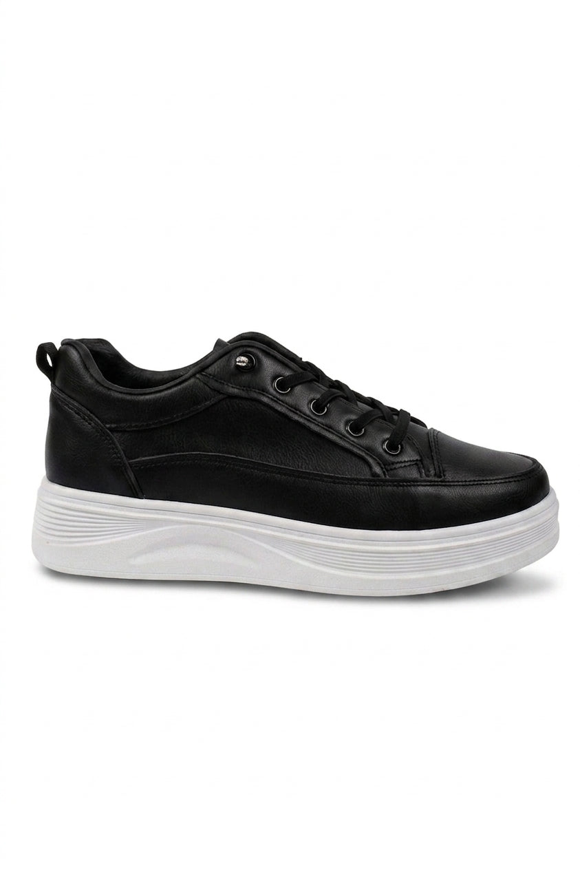 Constance Chunky Sole Lace Up Trainers - Black