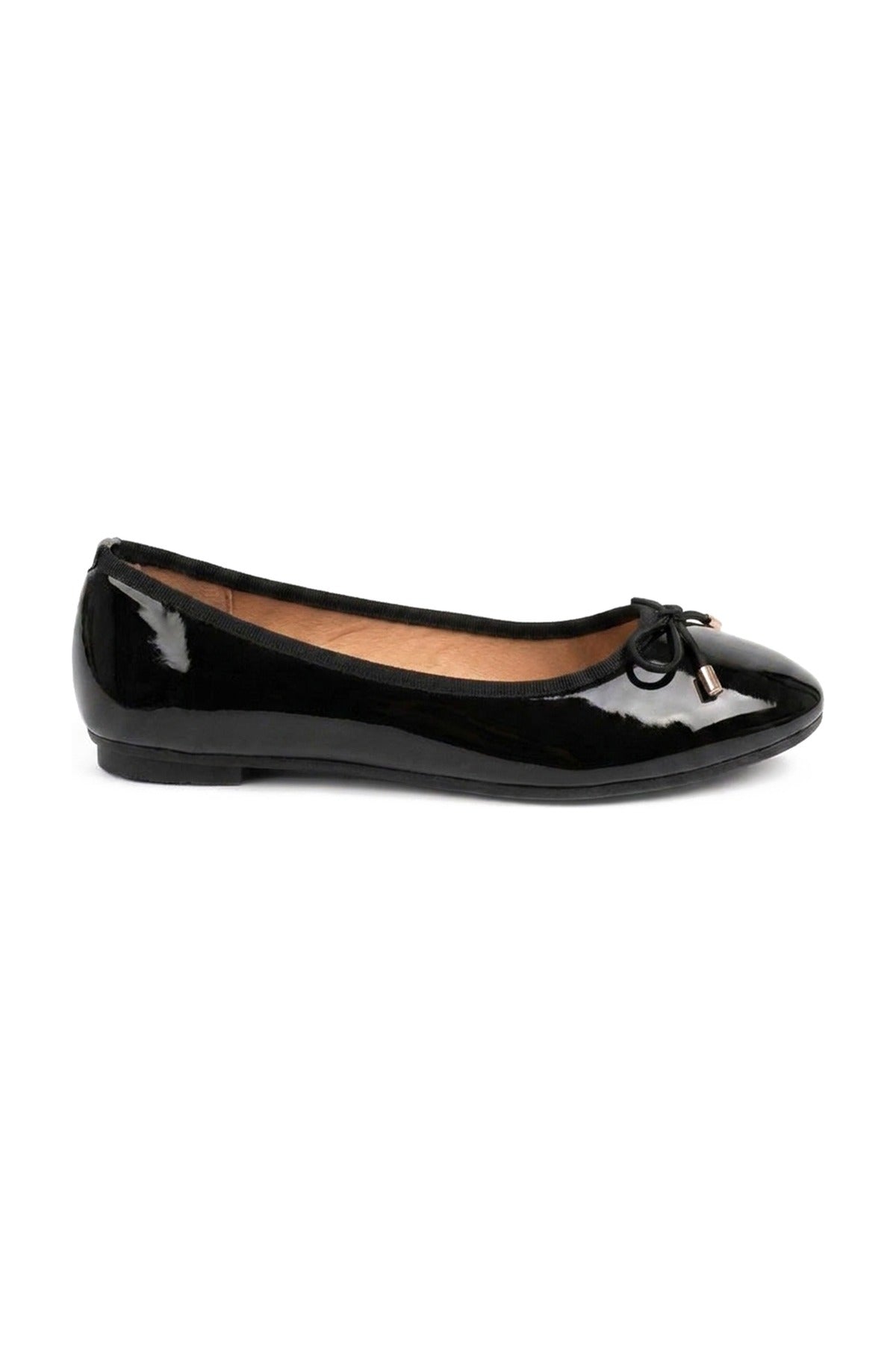 Constance Patent Bow Detail Ballet Pumps - Black_wb