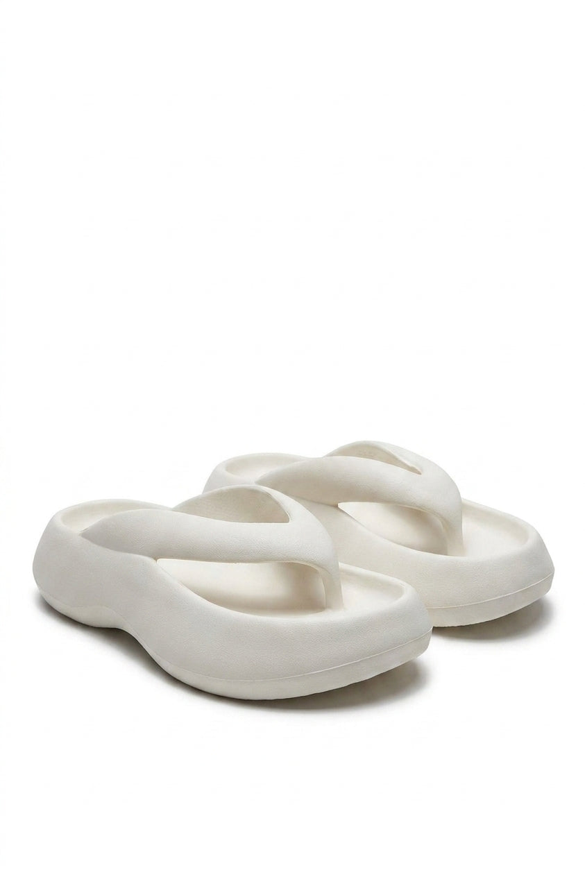 Cora Chunky Platform Flip-flops Sandals - White