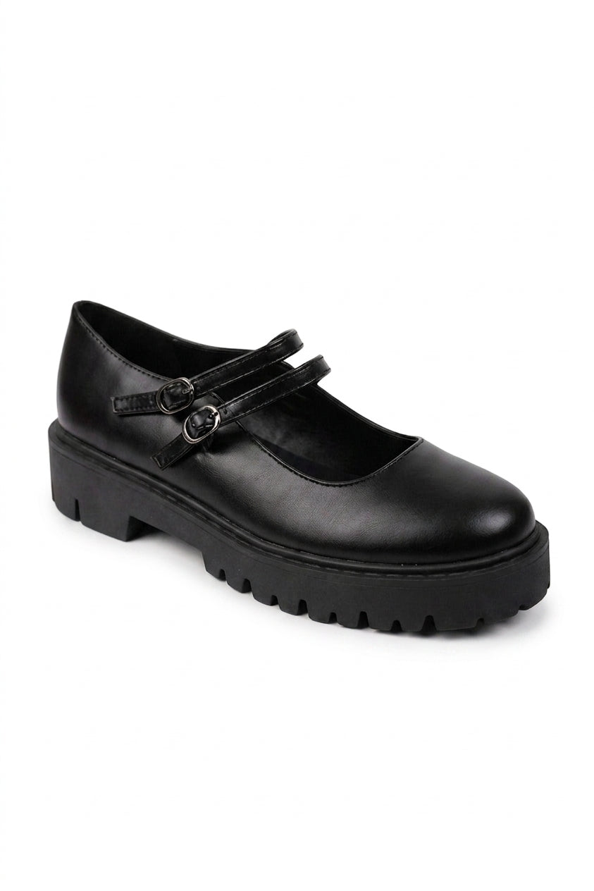 Cordelia Chunky Platform Double Strap Mary Janes - Black_wb