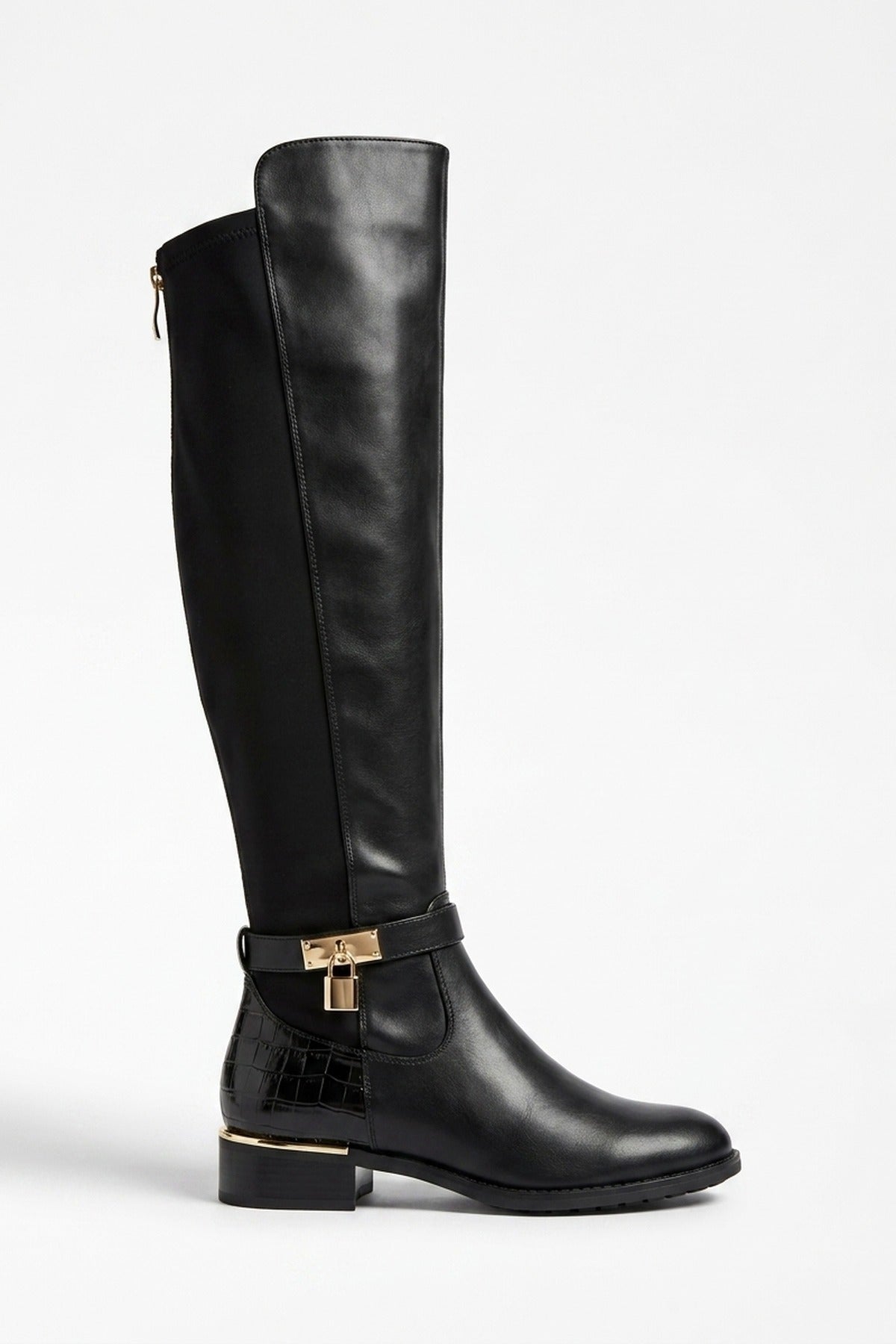 Octavia Over The Knee Boots - Black Pu