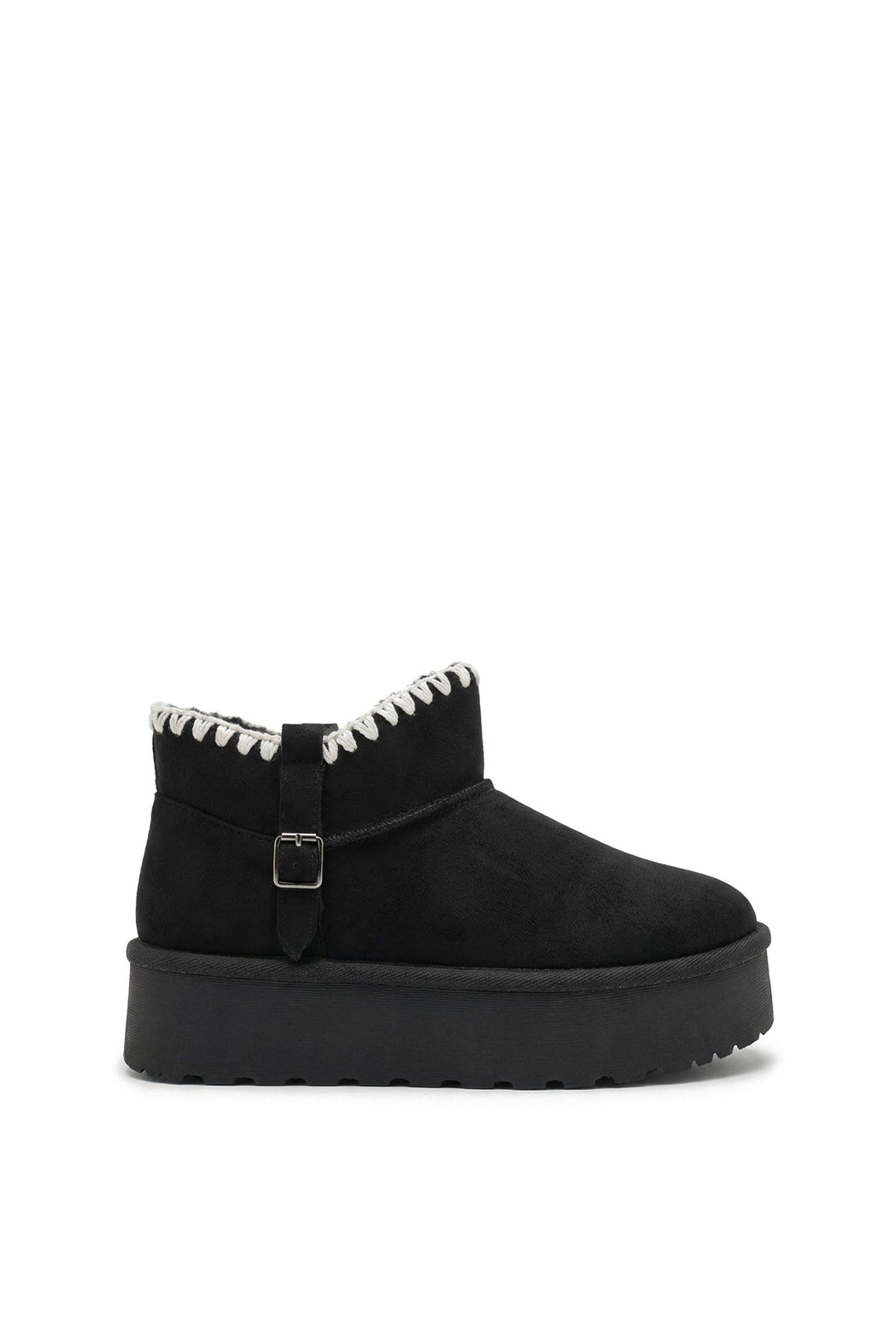 Debra Fur-lined Platform Ankle Boots - Black