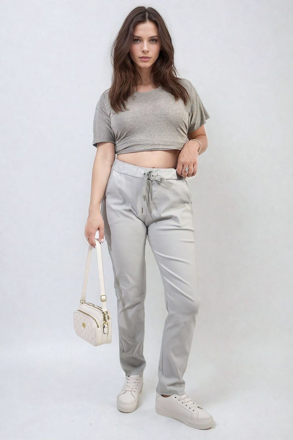 Delilah Casual Drawstring Trousers - Grey