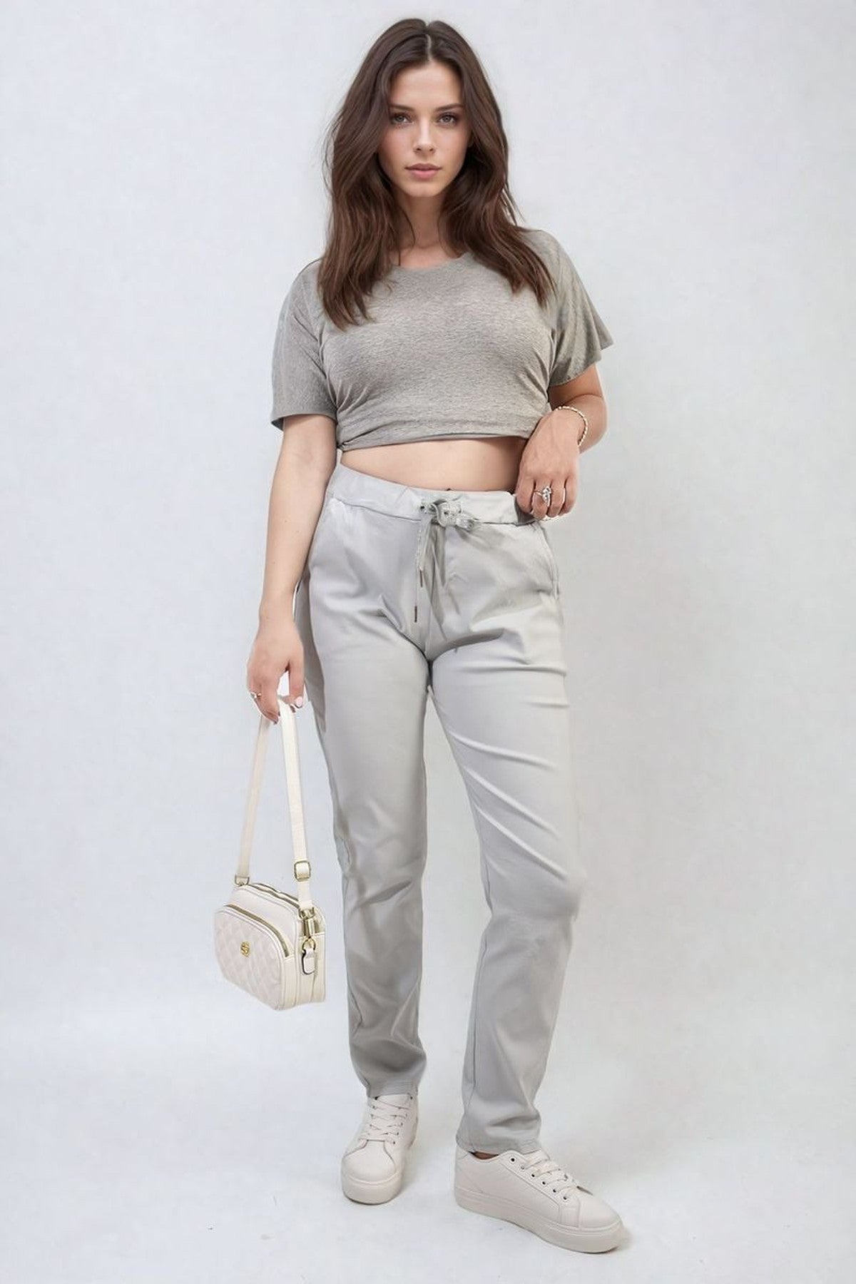 Delilah Casual Drawstring Trousers - Grey