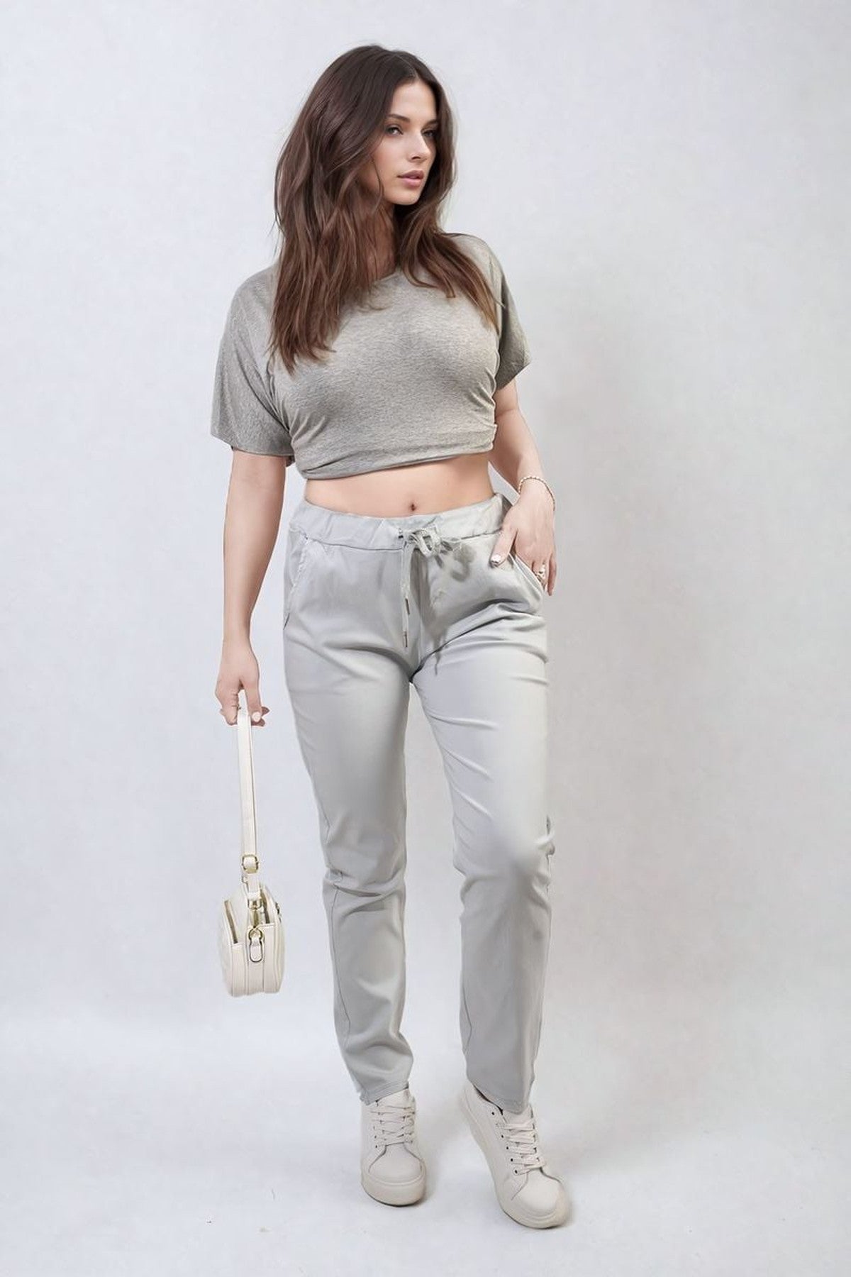Delilah Casual Drawstring Trousers - Grey