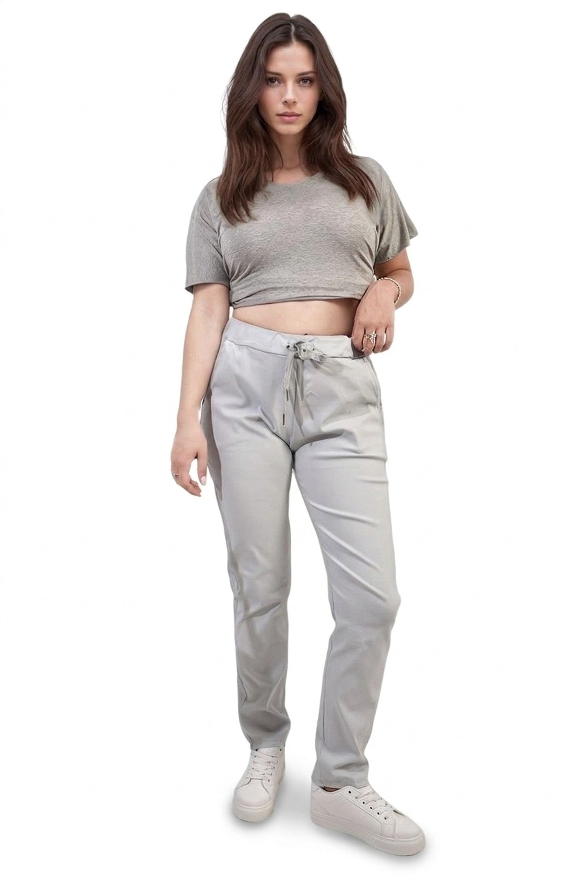 Delilah Casual Drawstring Trousers - Grey_wb