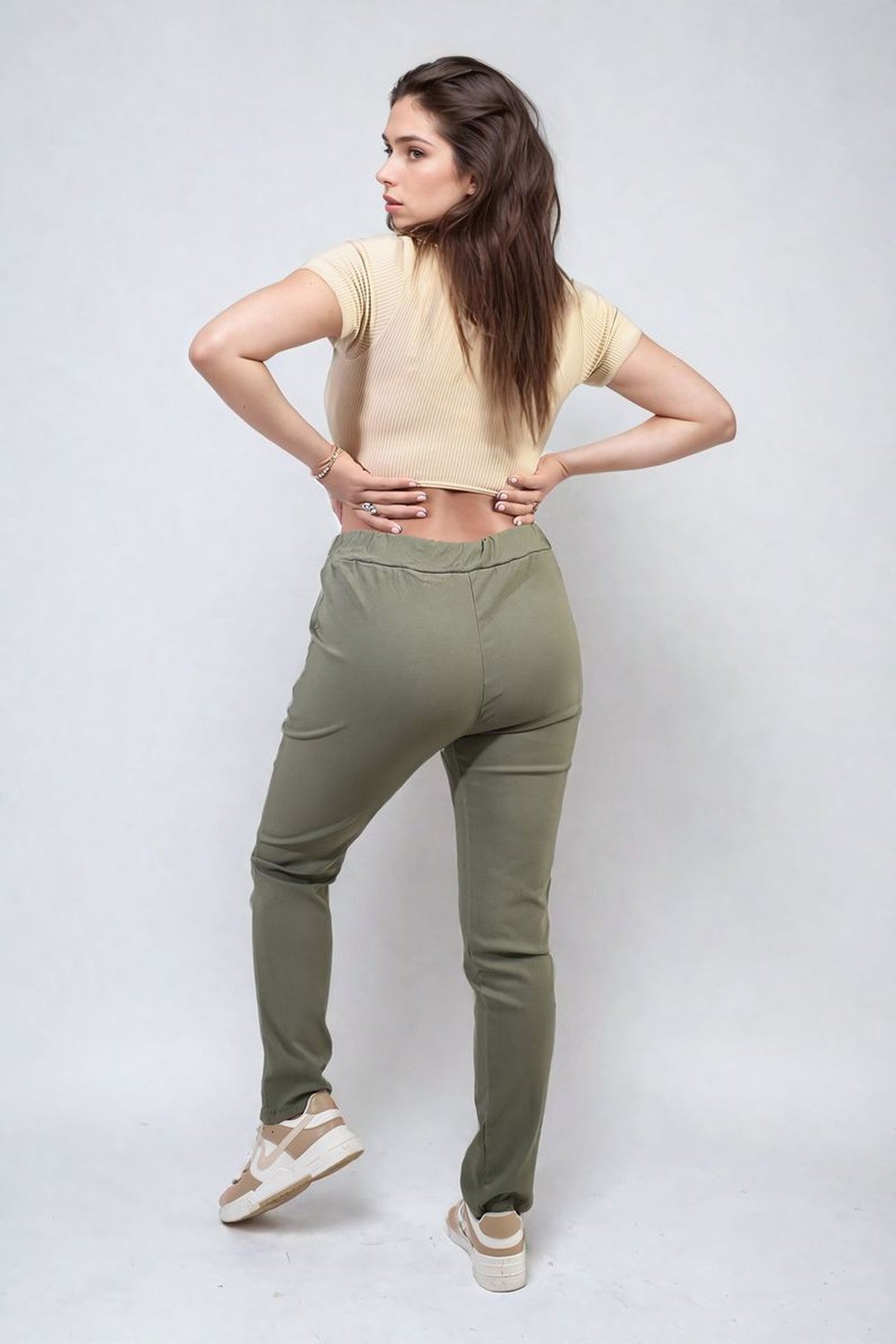 Delilah Casual Drawstring Trousers - Khaki
