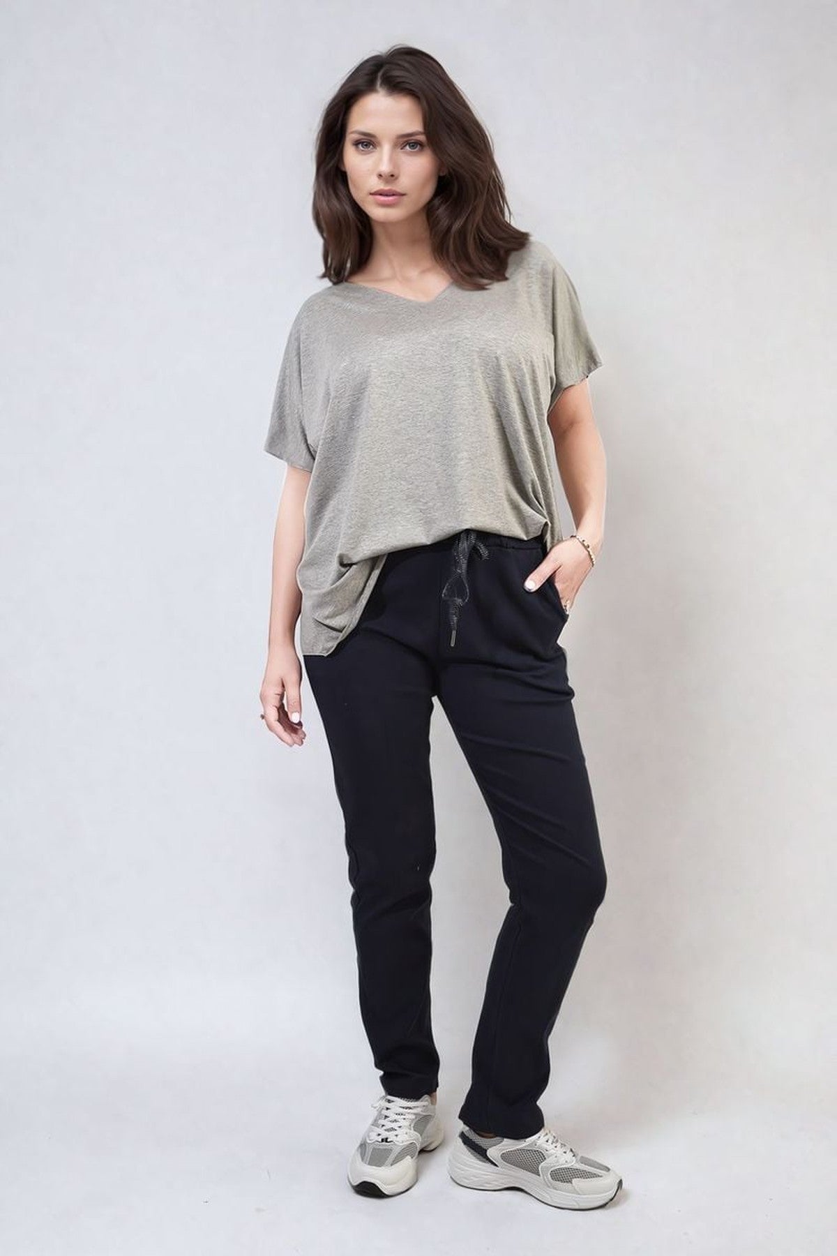 Delilah Casual Drawstring Trousers - Navy