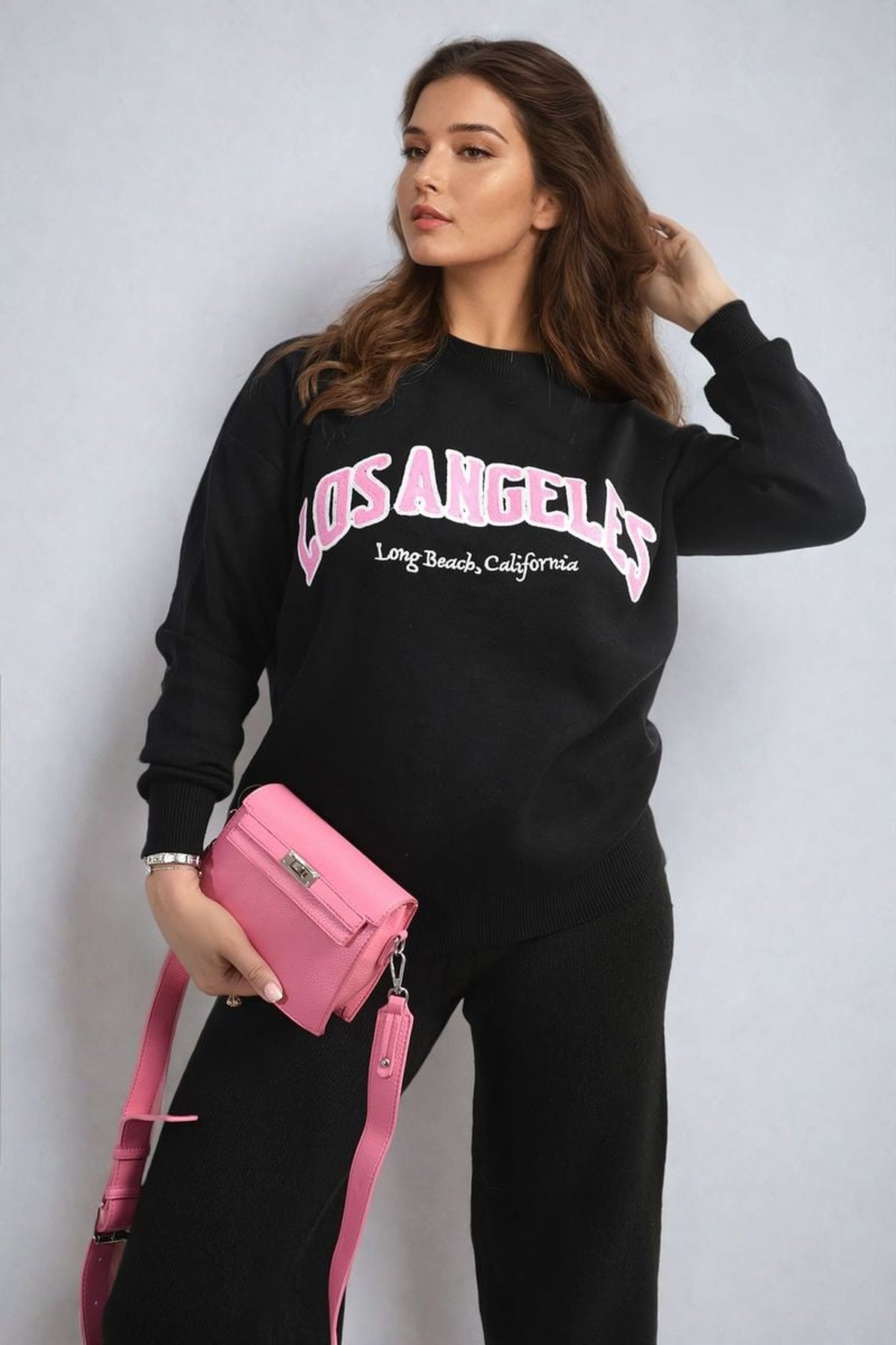 Dorothy Los Angeles Graphic Long Sleeve Knitted Jumper - Black