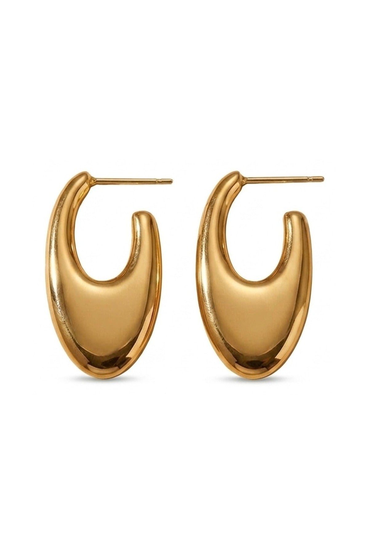 Talulah Sculptural Open Hoop Earrings - Gold_wb